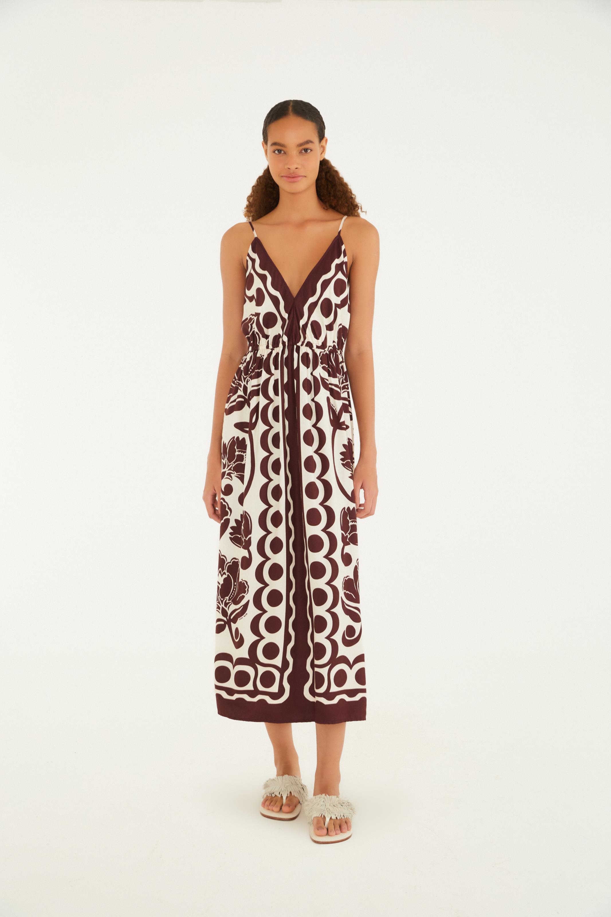 Vestido Cropped Estampado Floral Arabesque
