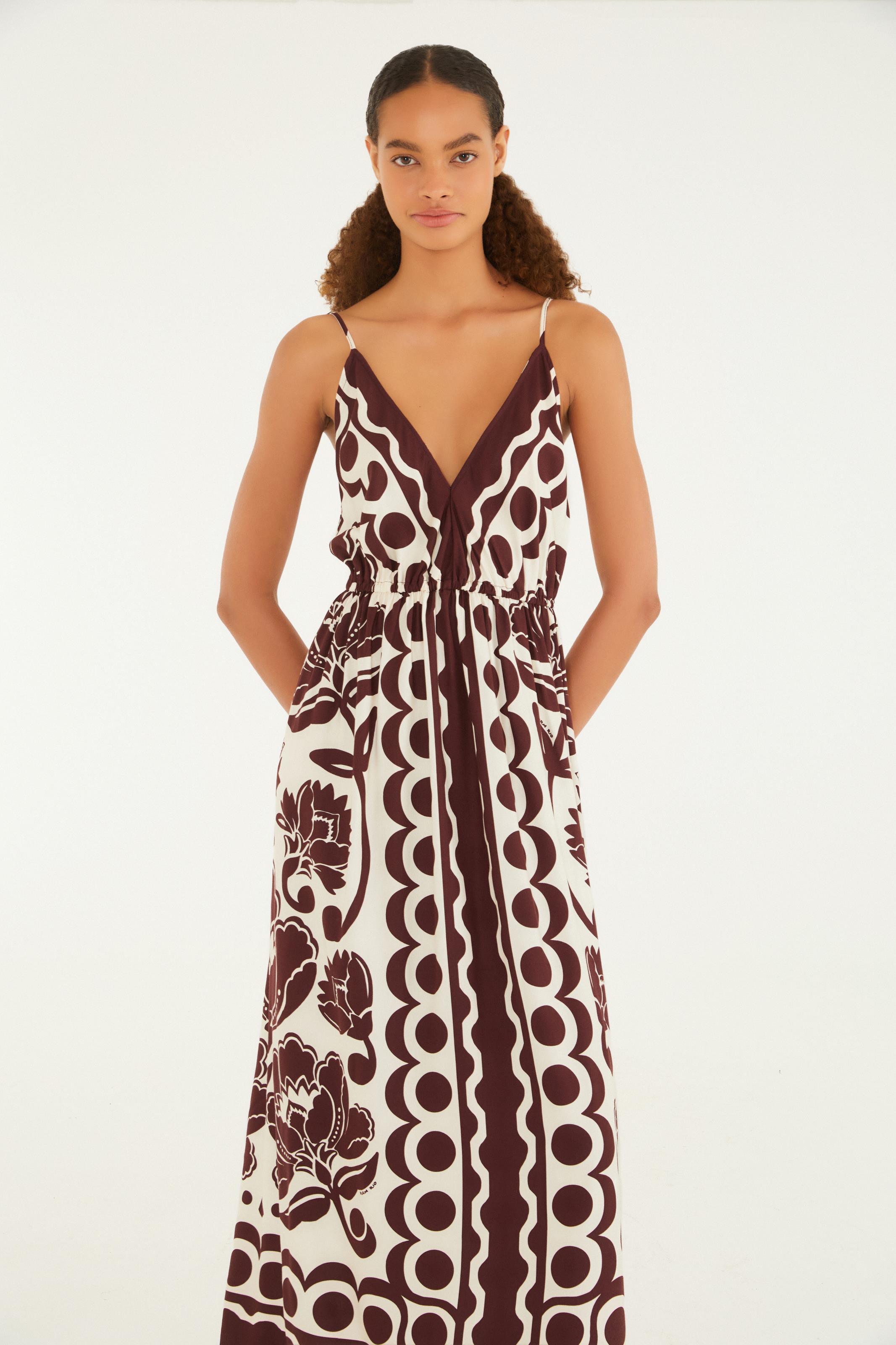 Vestido Cropped Estampado Floral Arabesque