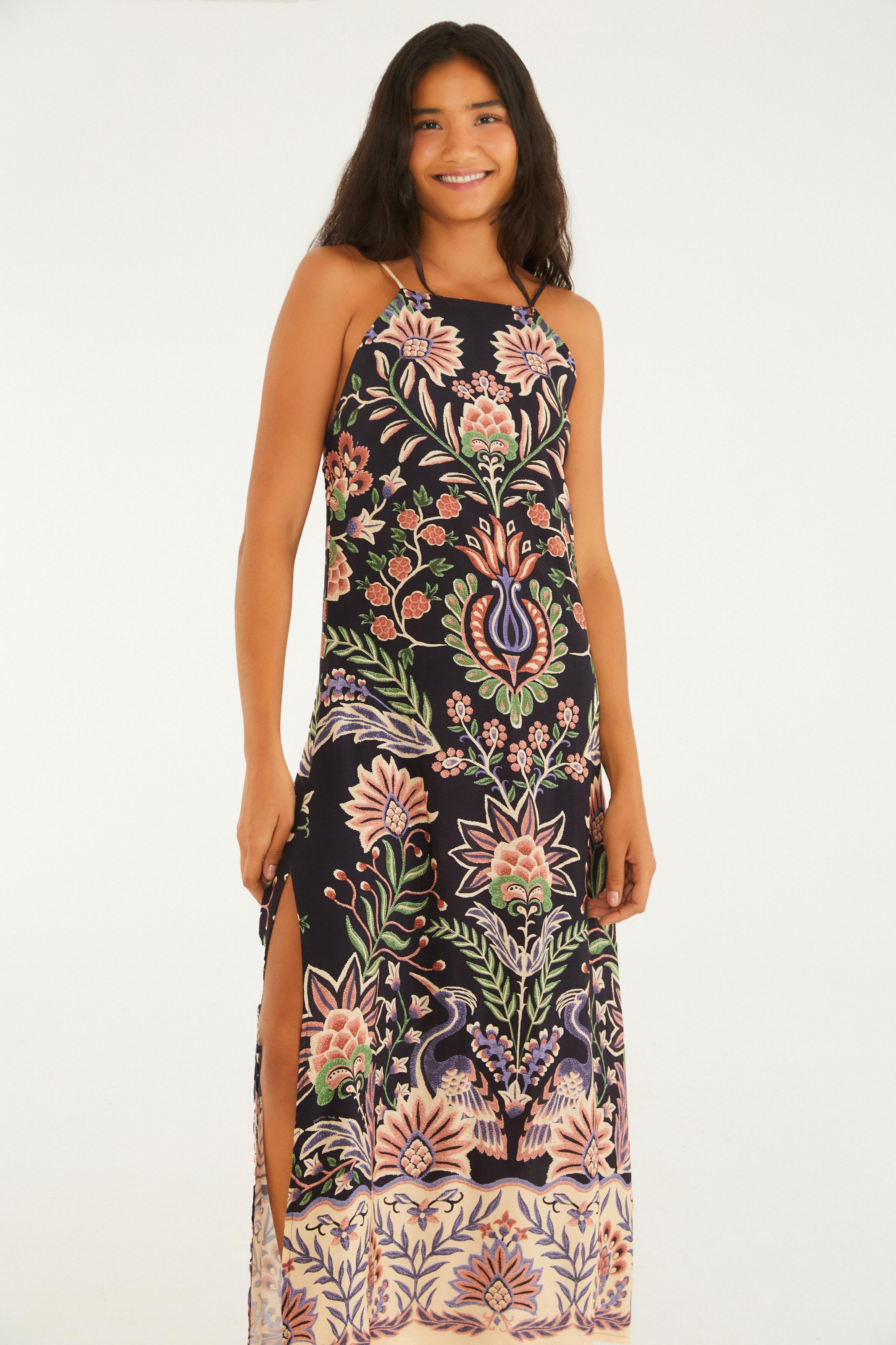 Vestido Cropped Estampado Jardim Maravilhoso