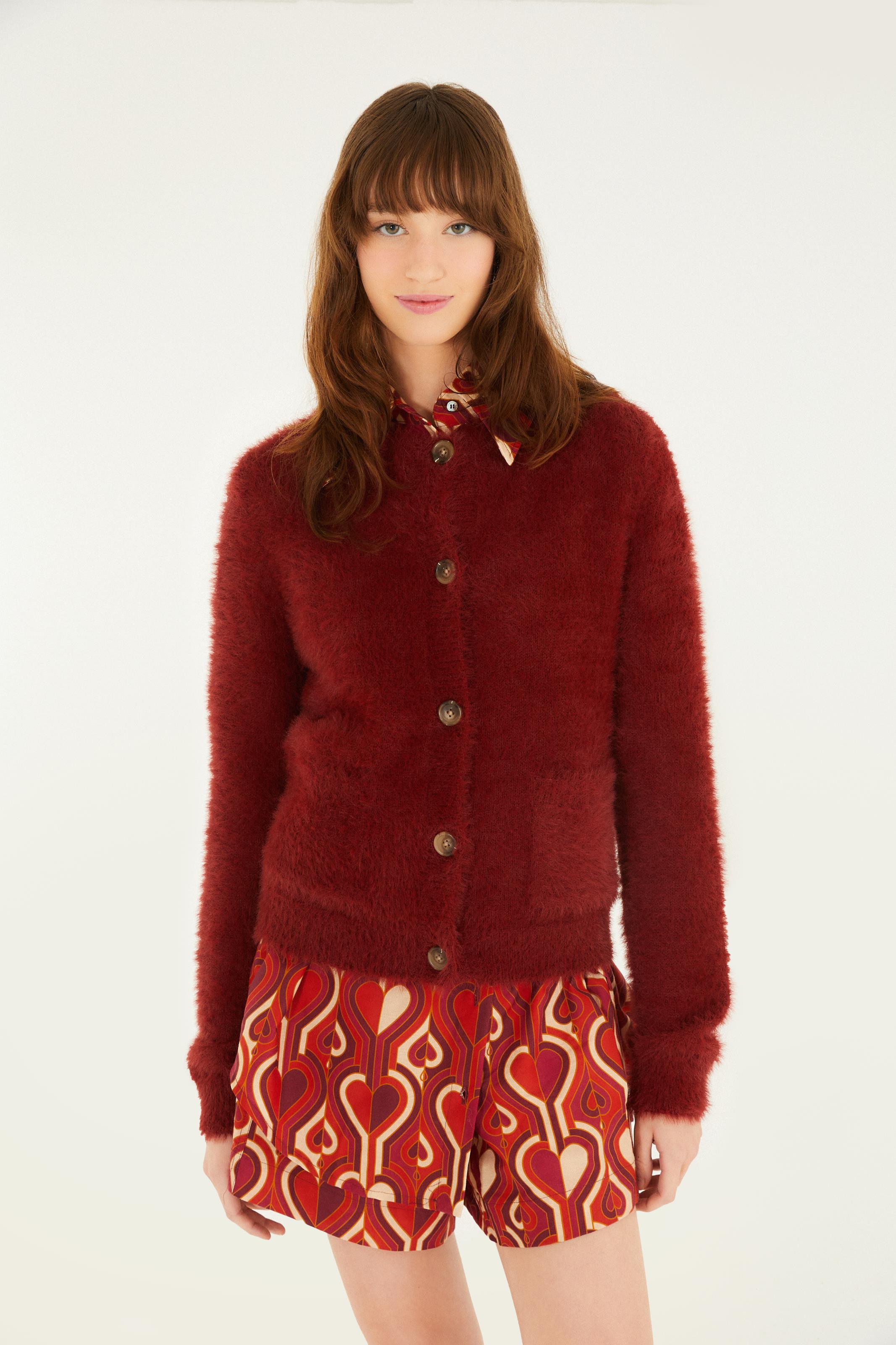 Cardigan Pelinho Curto Com Bolso