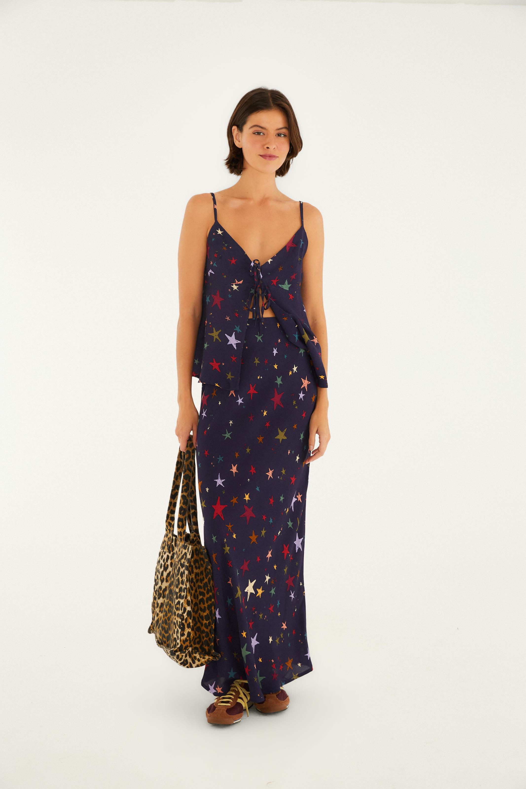 Blusa Alcinhas Estampada Noite Estrelada