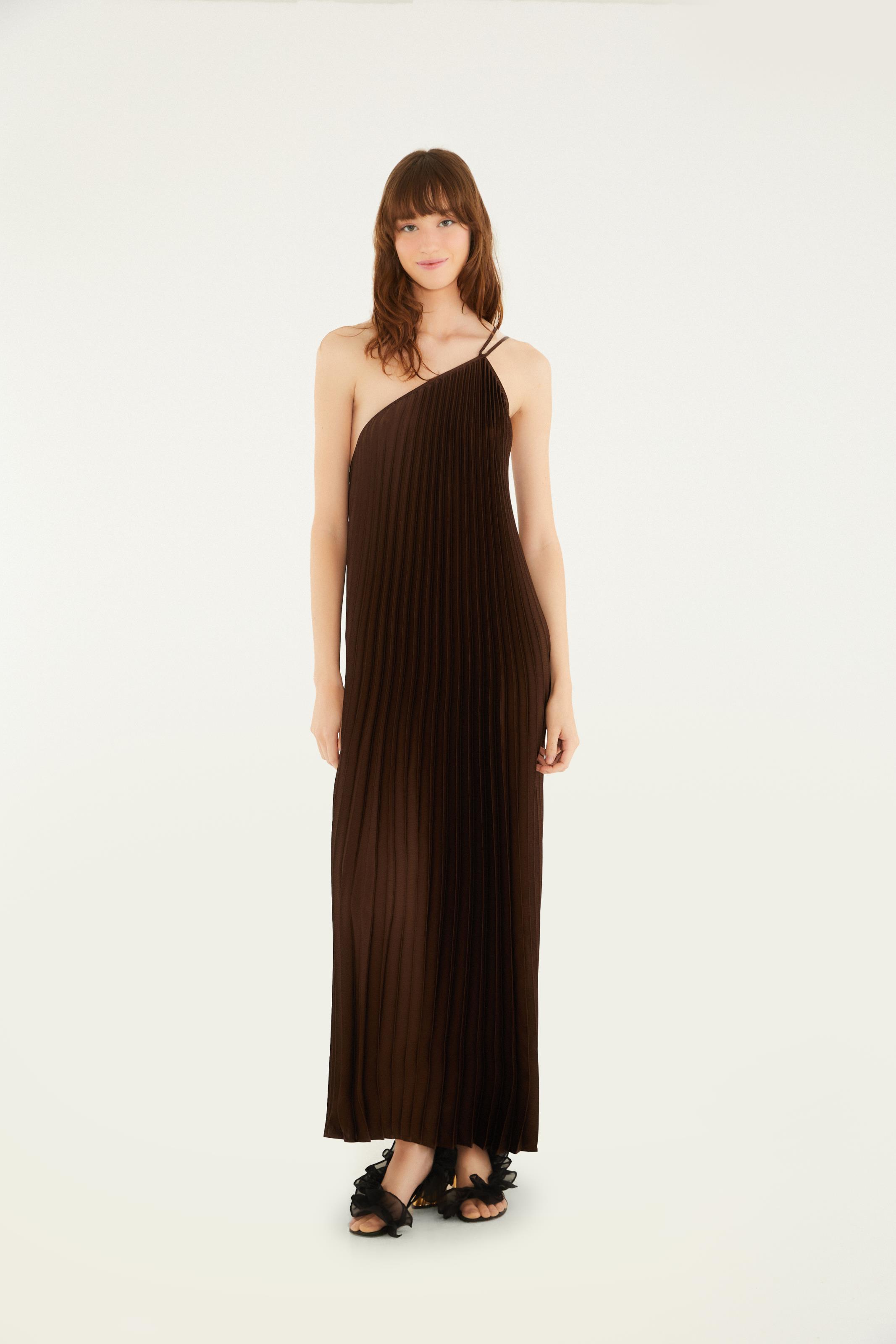 Vestido Plissado Longo