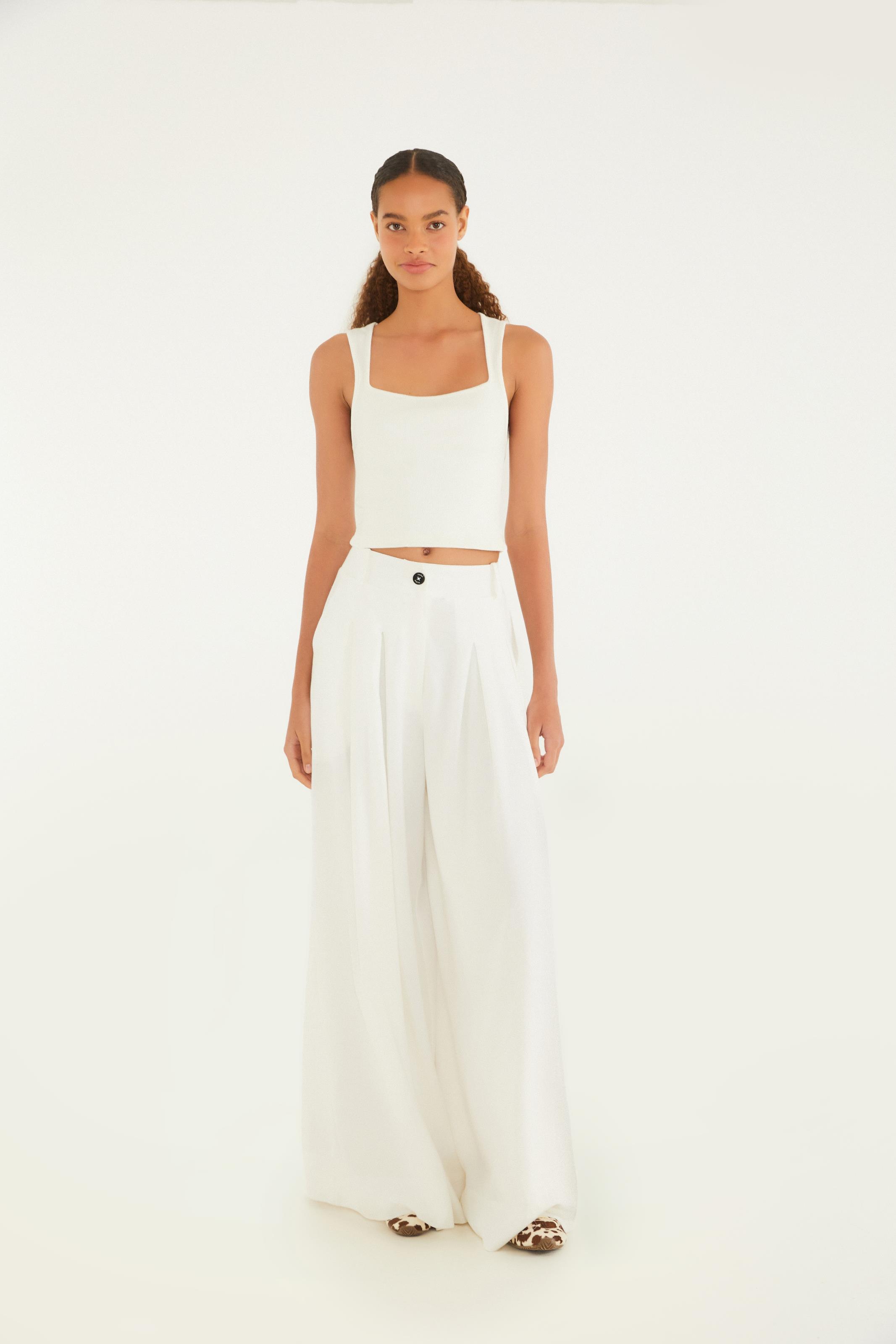 Calça Pantalona Pregas