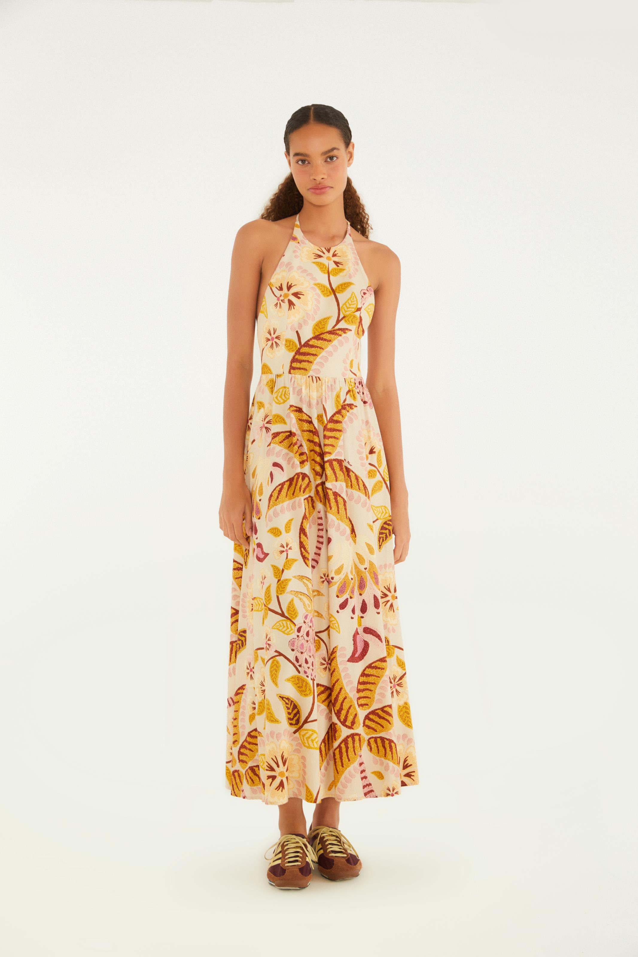 Vestido Longo Estampado Brasil Artesanal