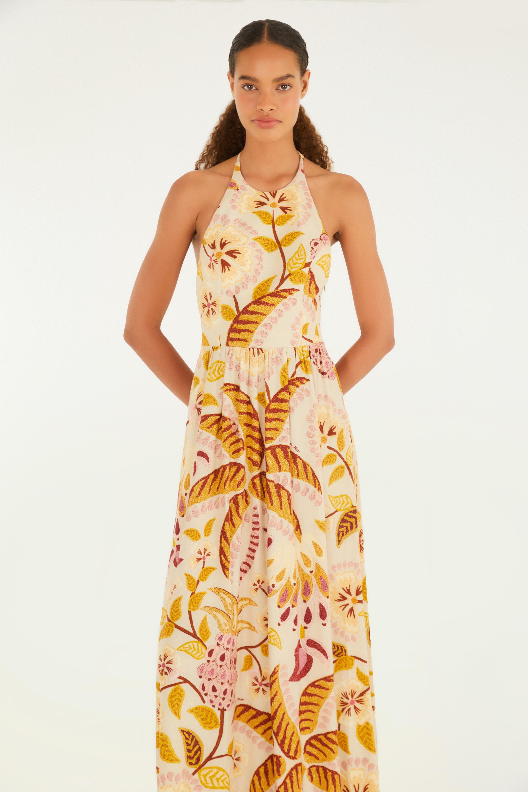Vestido Longo Estampado Brasil Artesanal
