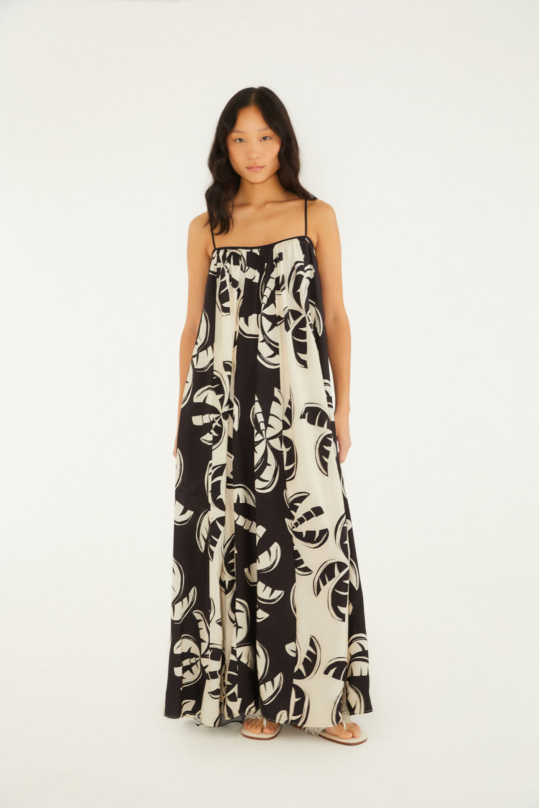 Vestido Longo Estampado Coqueirada