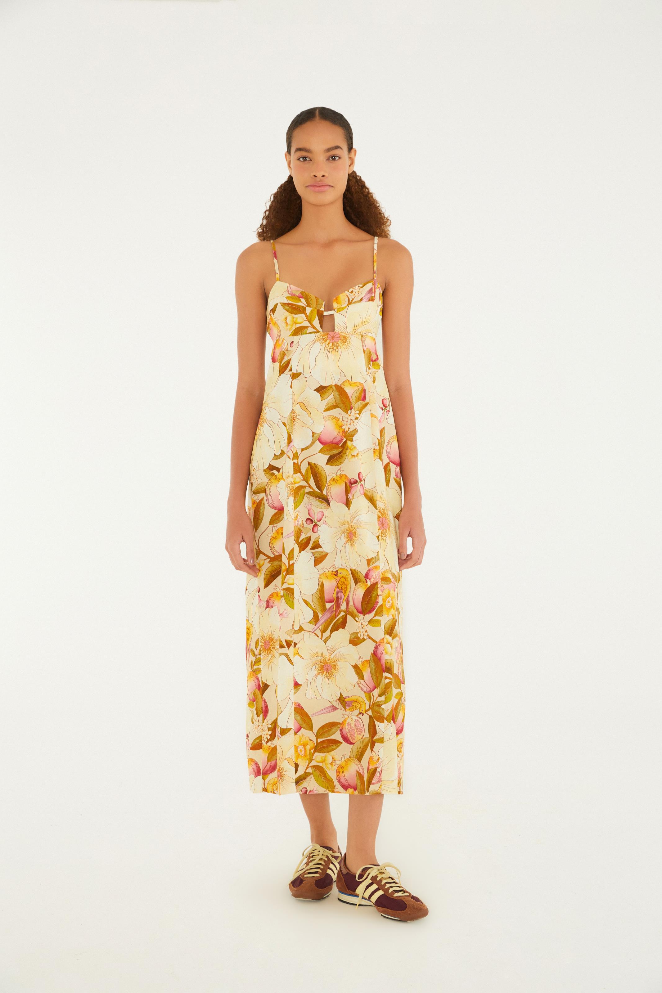 Vestido Cropped Estampado Romance De Flor