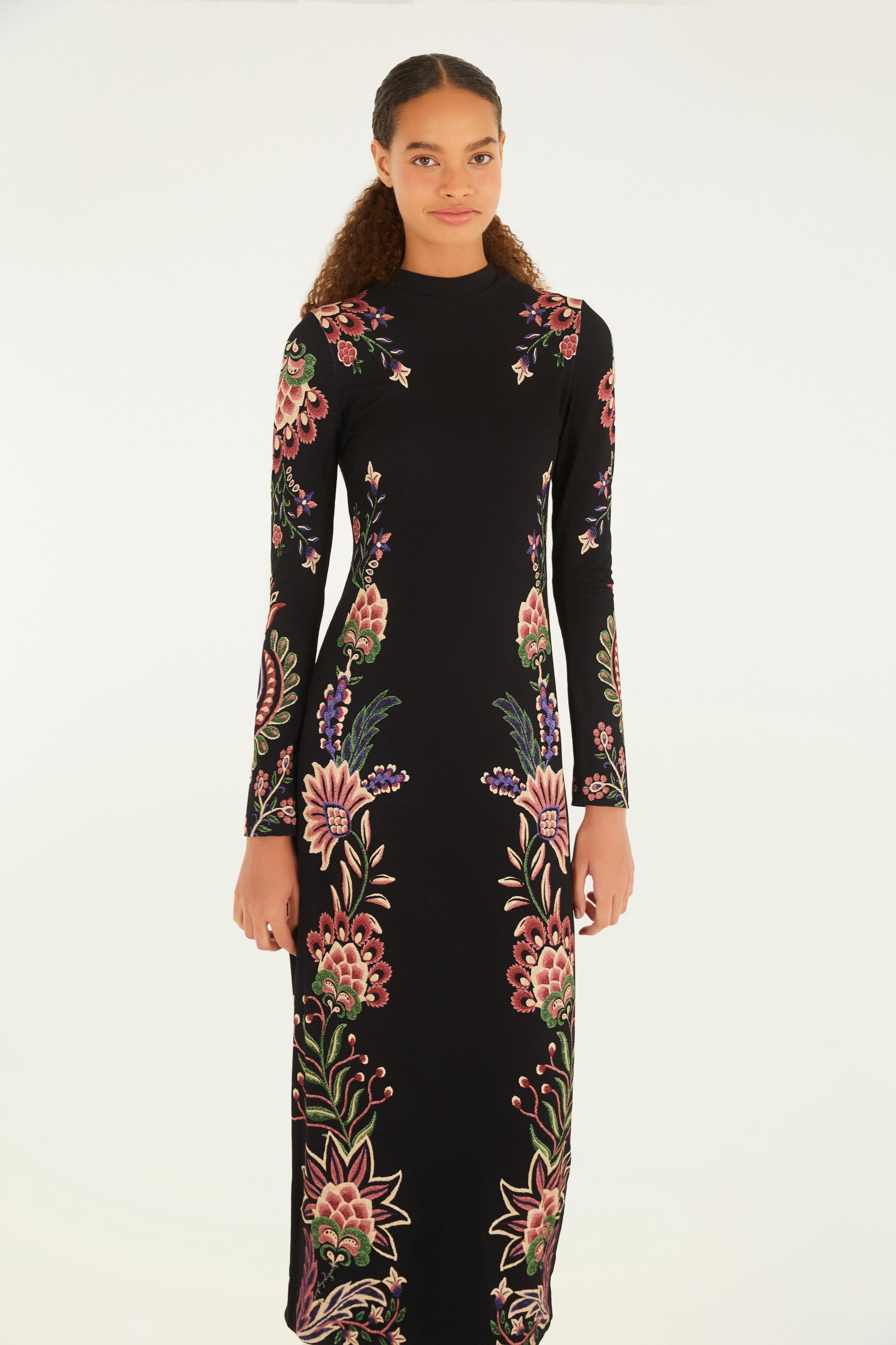 Vestido Midi Estampado Jardim Maravilhoso