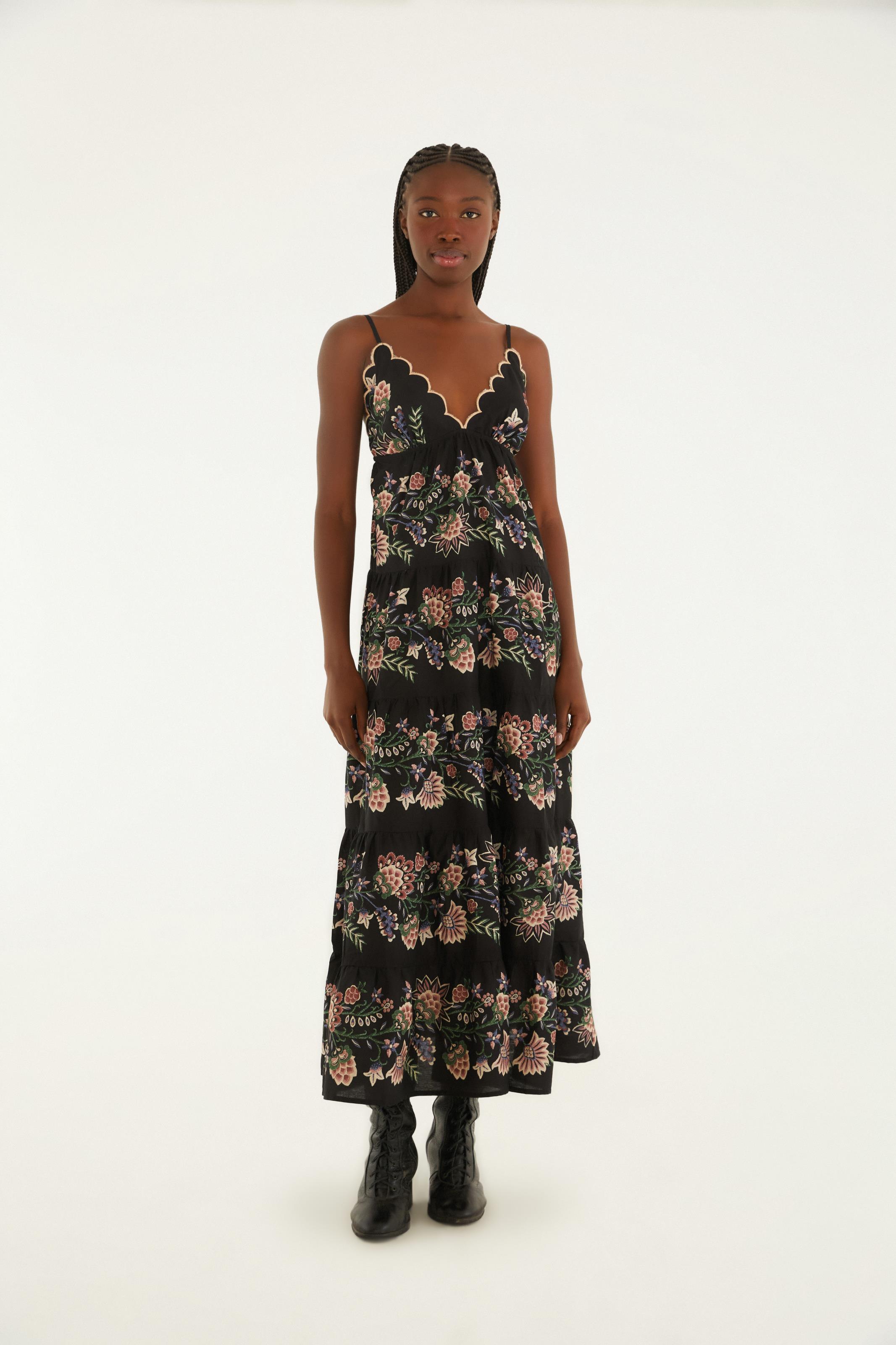Vestido Longo Estampado Jardim Maravilhoso