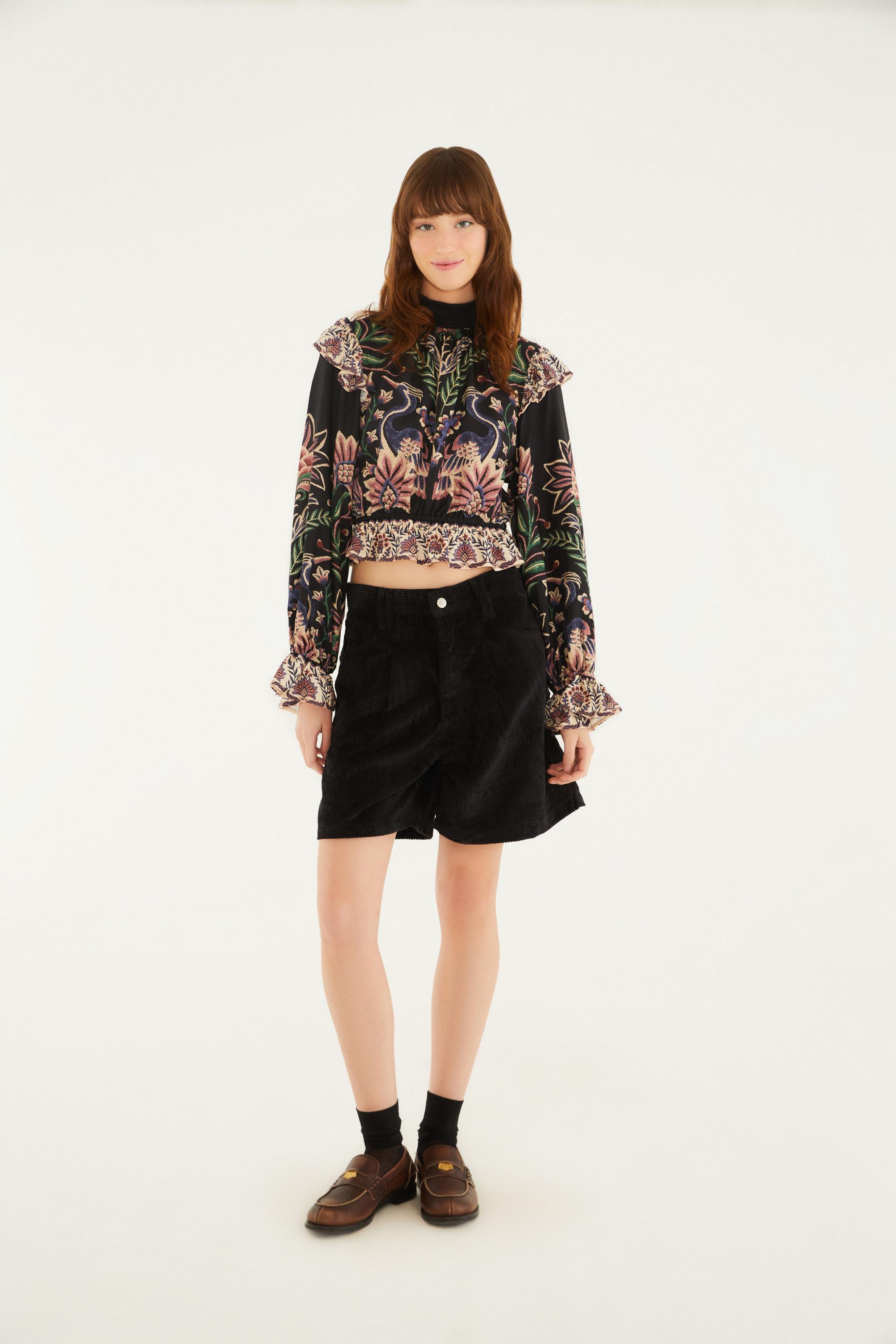 Blusa Manga Estampada Jardim Maravilhoso