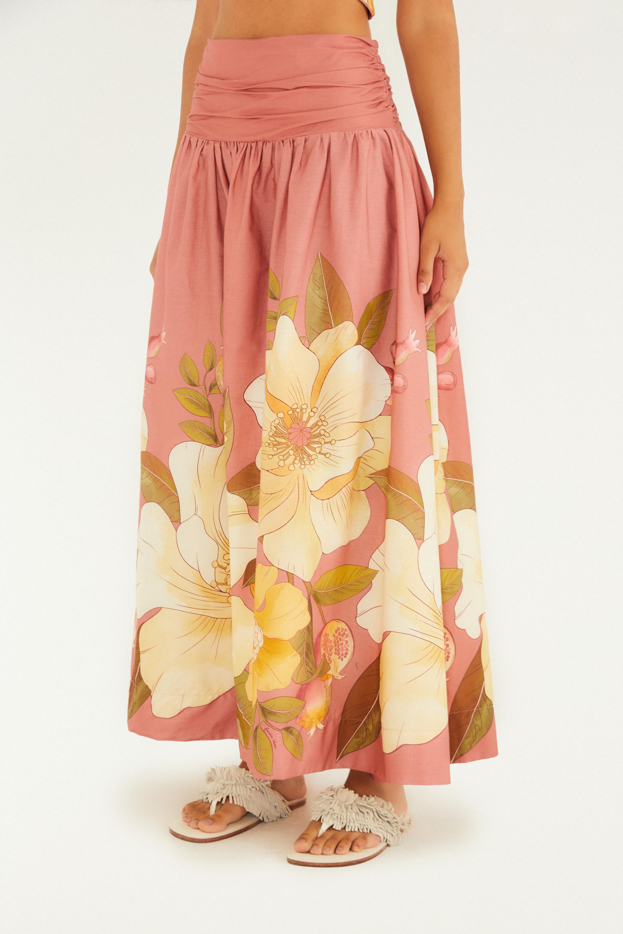 Saia Cropped Estampado Romance Flor Localizado