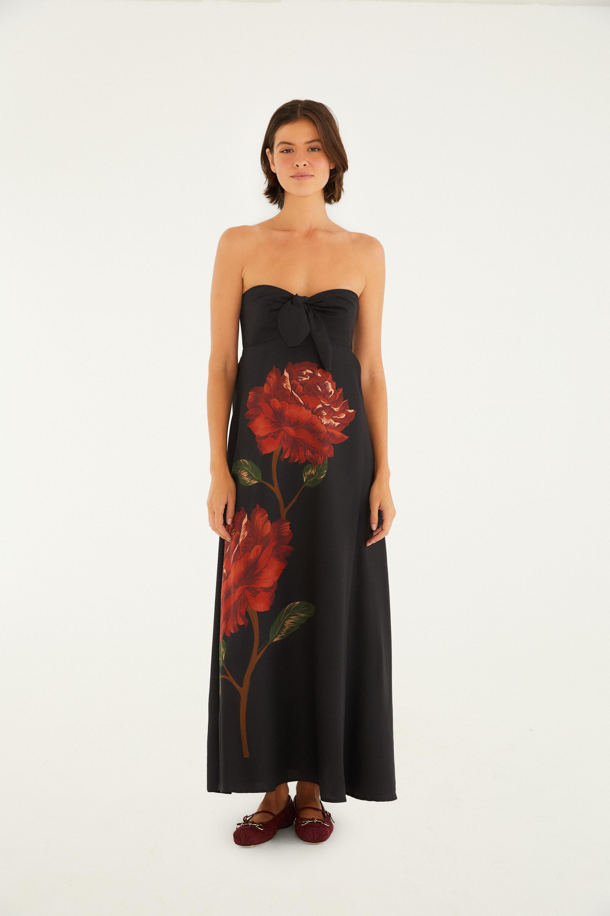 Vestido Cropped Estampado Flor Rosália