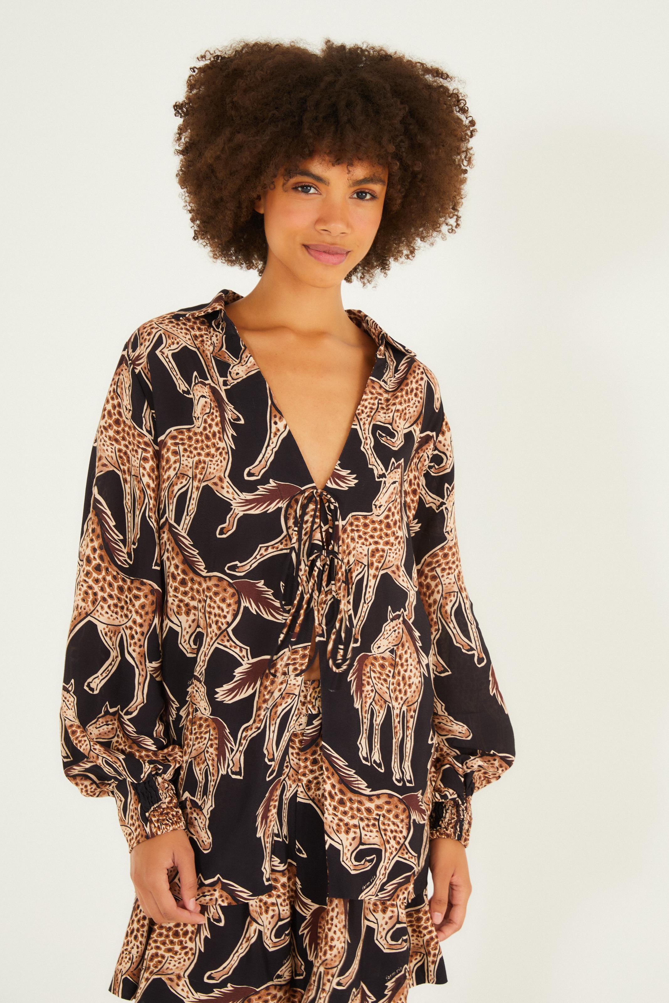 Kimono Estampado Cavalo De Onça