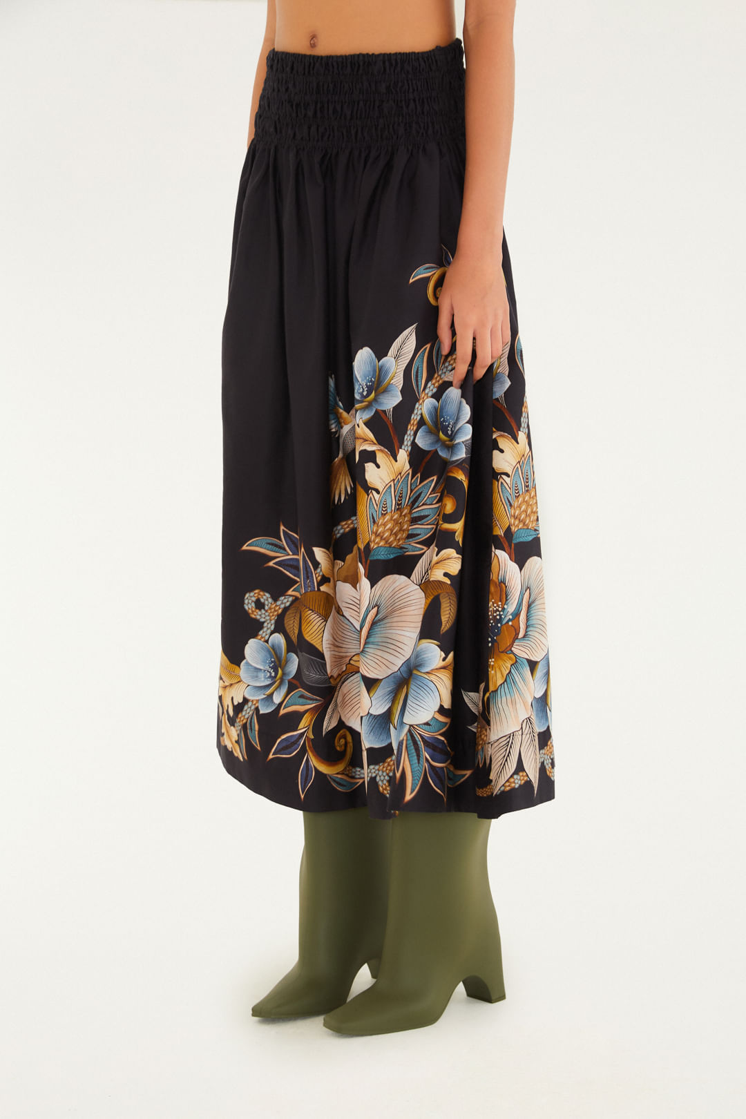 Saia Cropped Estampado Jardim Real