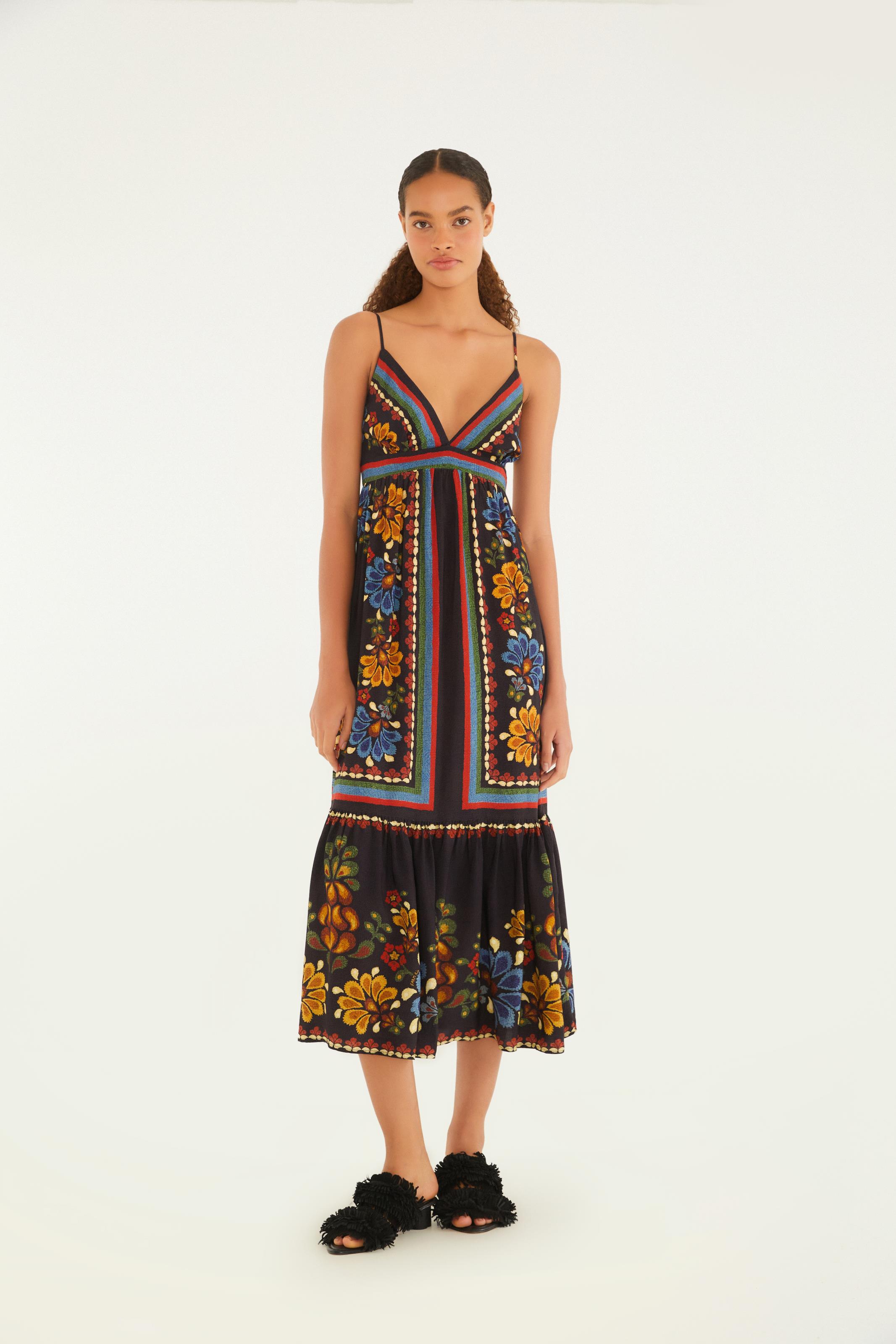 Vestido Cropped Lenço Estampado Latina