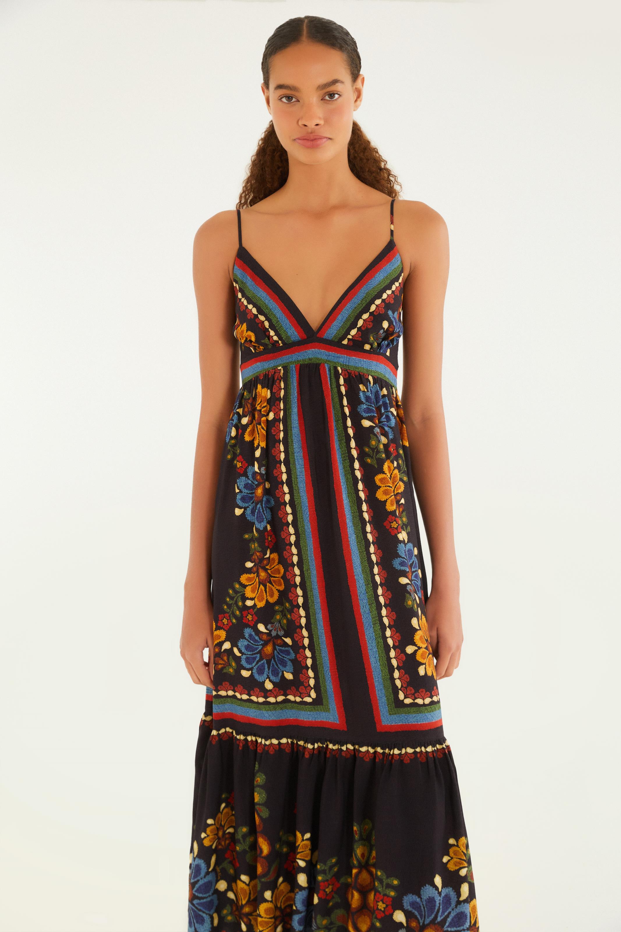 Vestido Cropped Lenço Estampado Latina