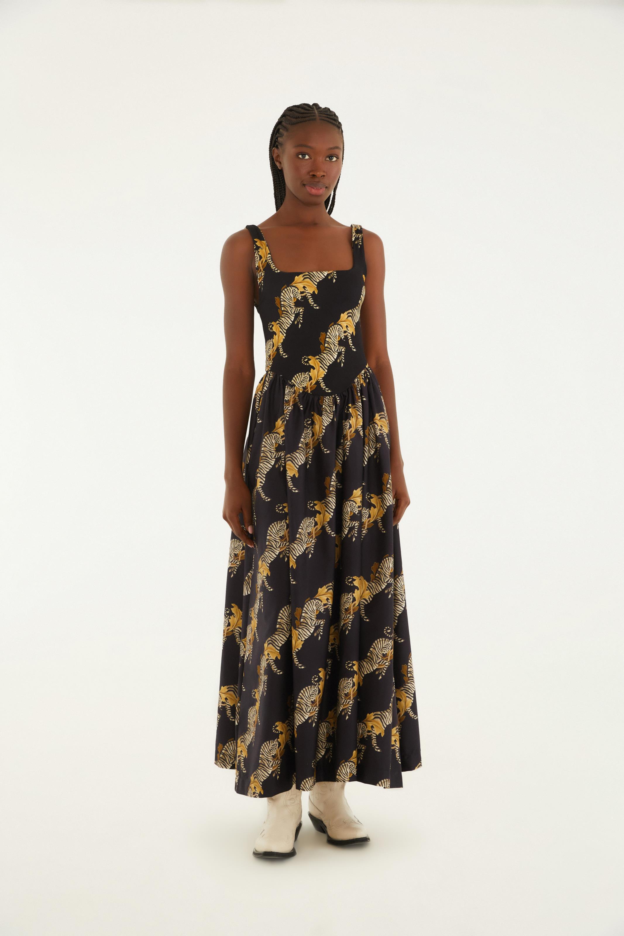 Vestido Midi Estampado Zebra