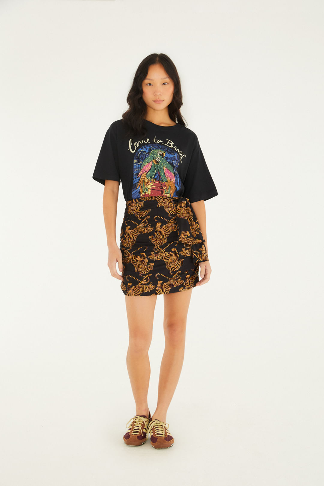 Saia Curta Estampada Tigres