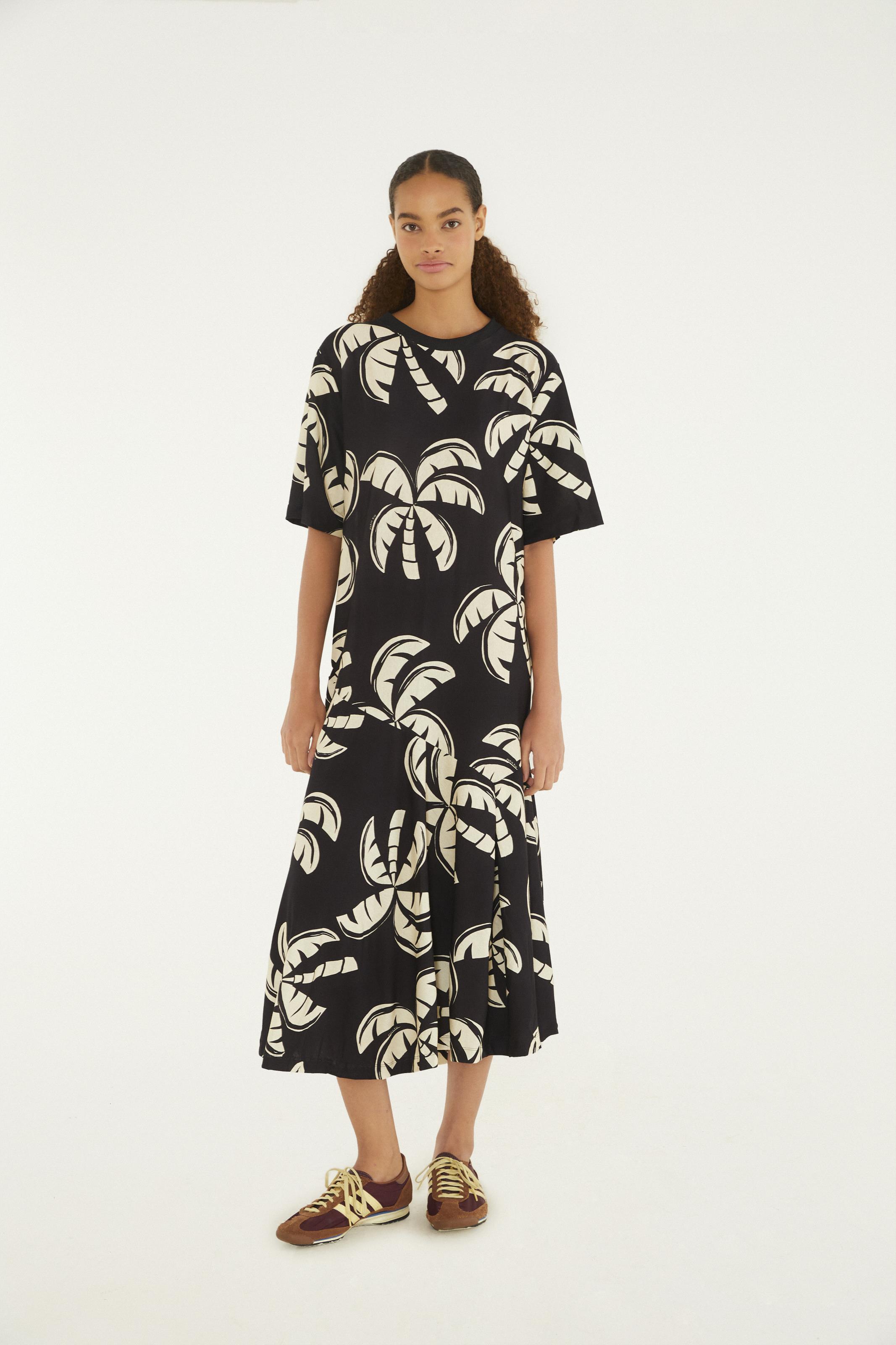 Vestido Midi Estampado Coqueirada