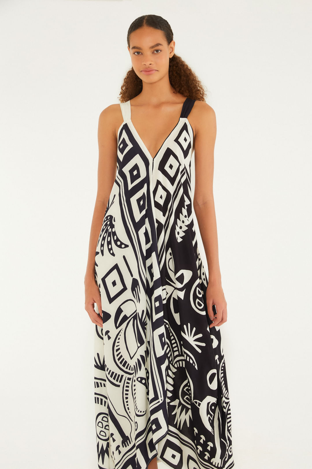 Vestido Cropped Estampado Lenço Tropicano