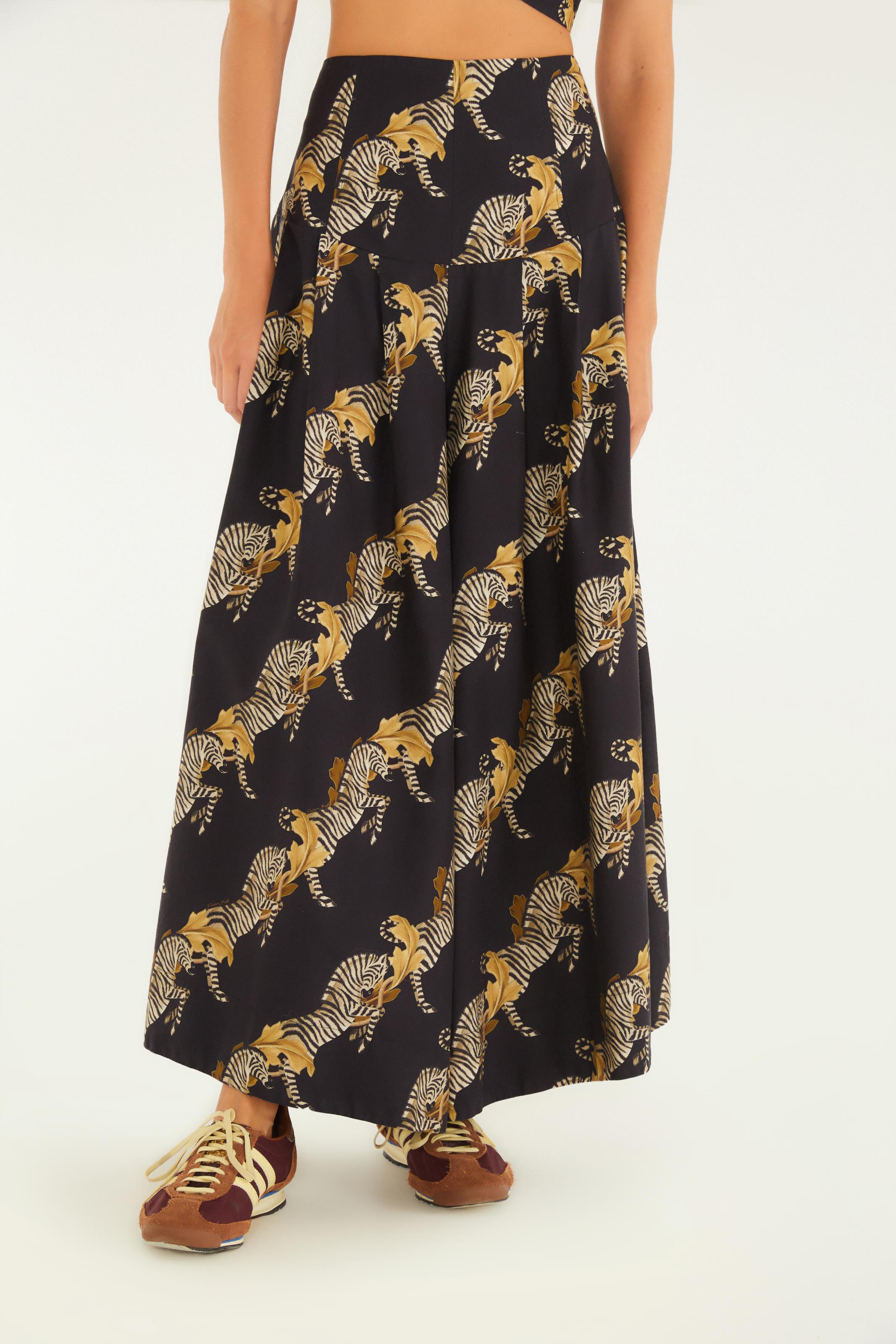 Calça Cintura Alta Estampada Zebra