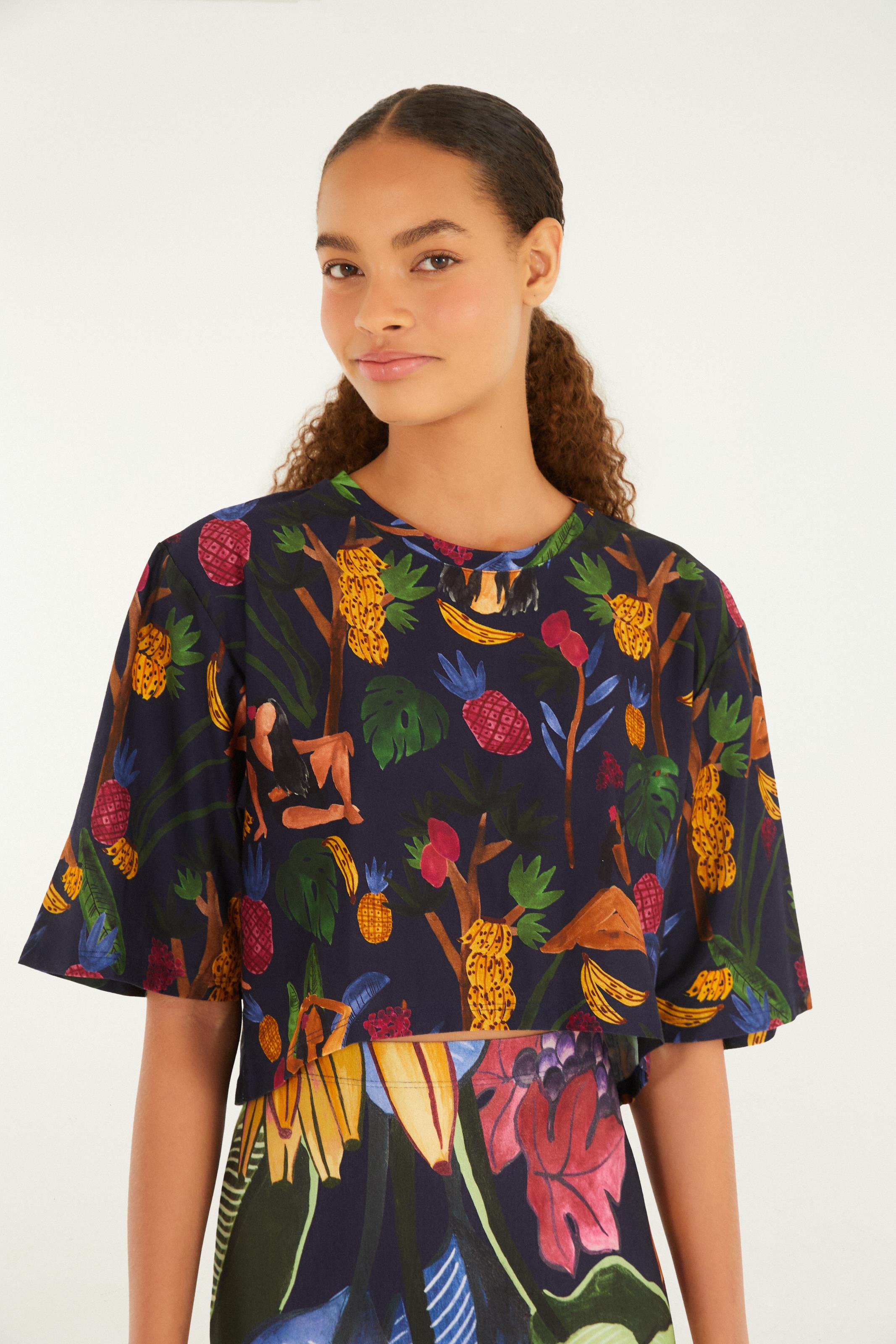T-Shirt Cropped Estampada Encanto Solar