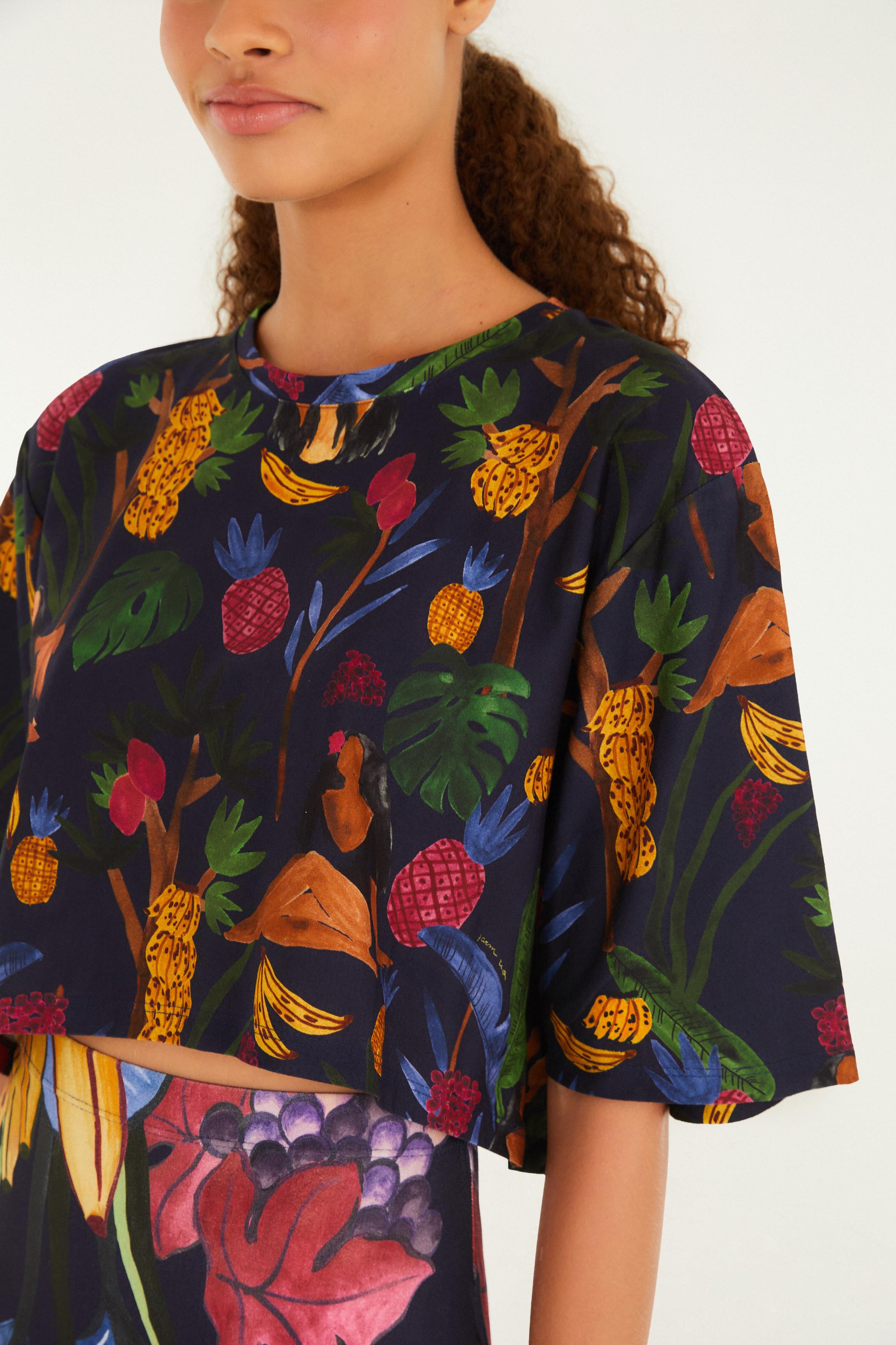 T-Shirt Cropped Estampada Encanto Solar