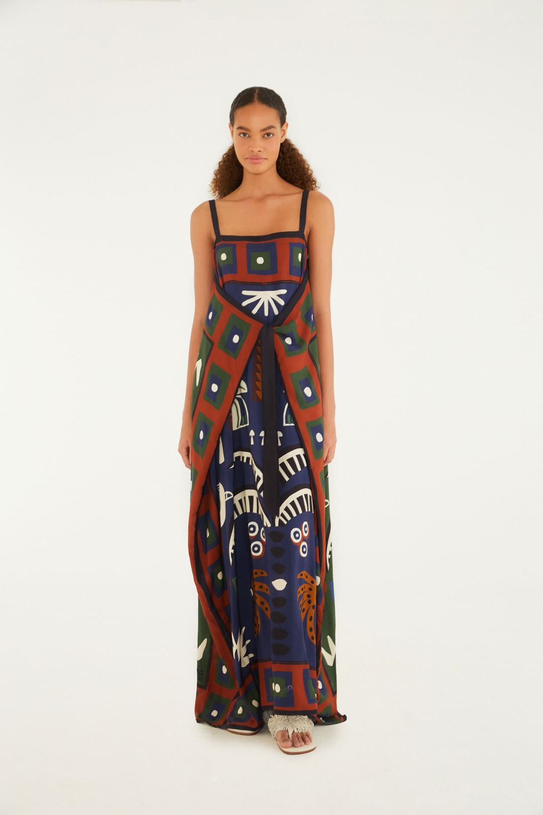 Vestido Midi Estampado Lenço Tropicano