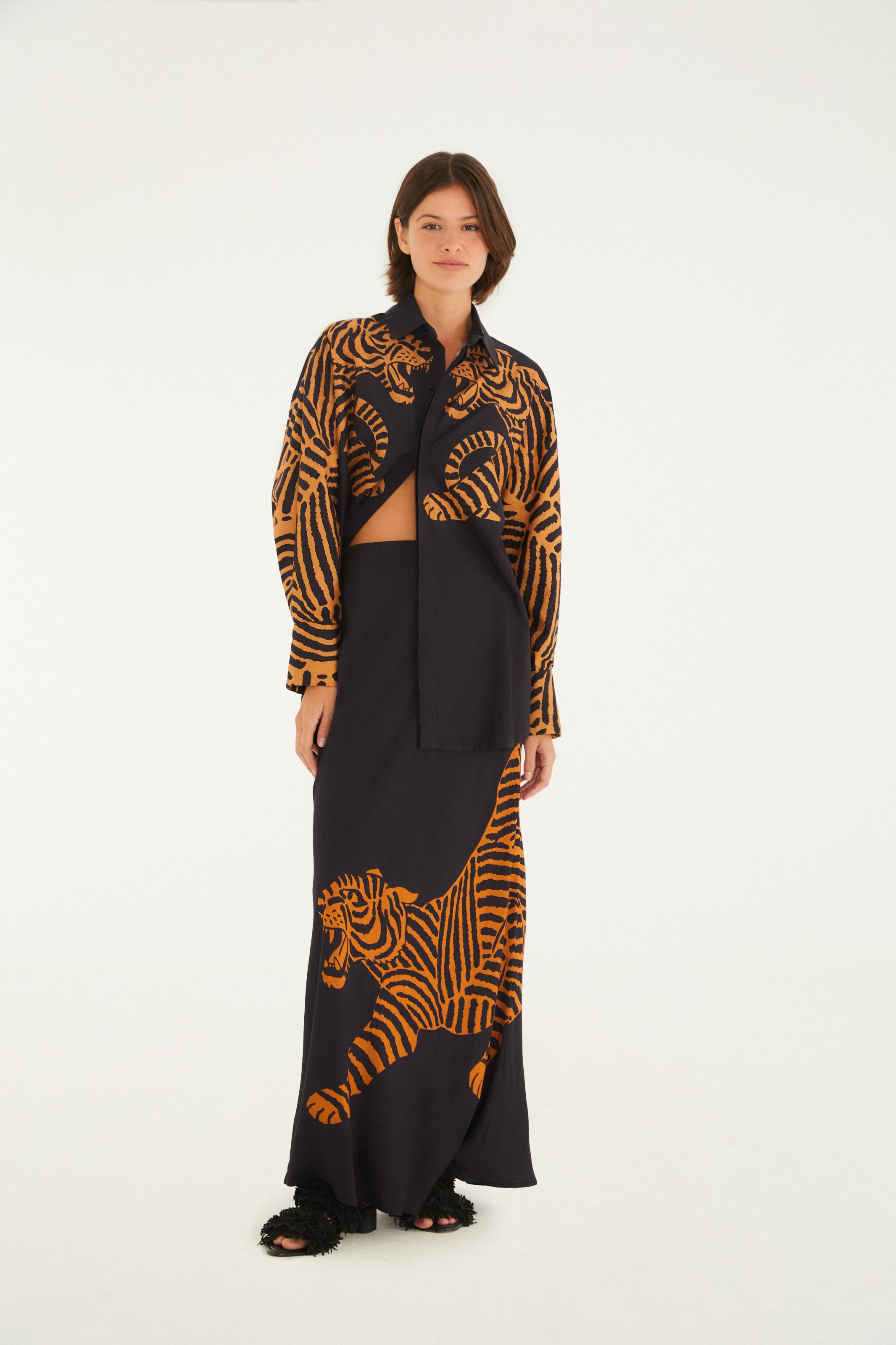 Camisa Manga Longa Estampada Tigres