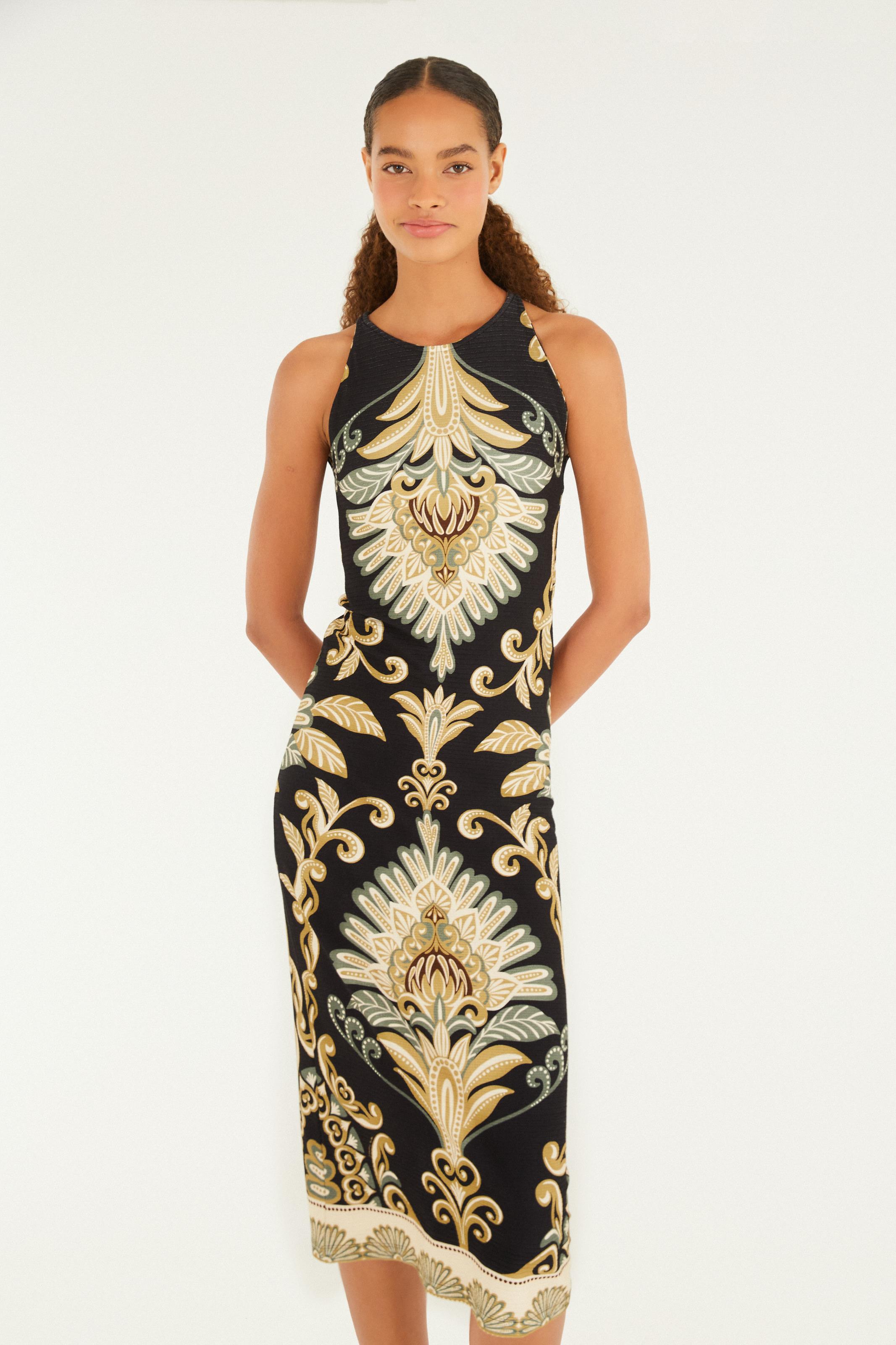Vestido Midi Estampado Geórgia