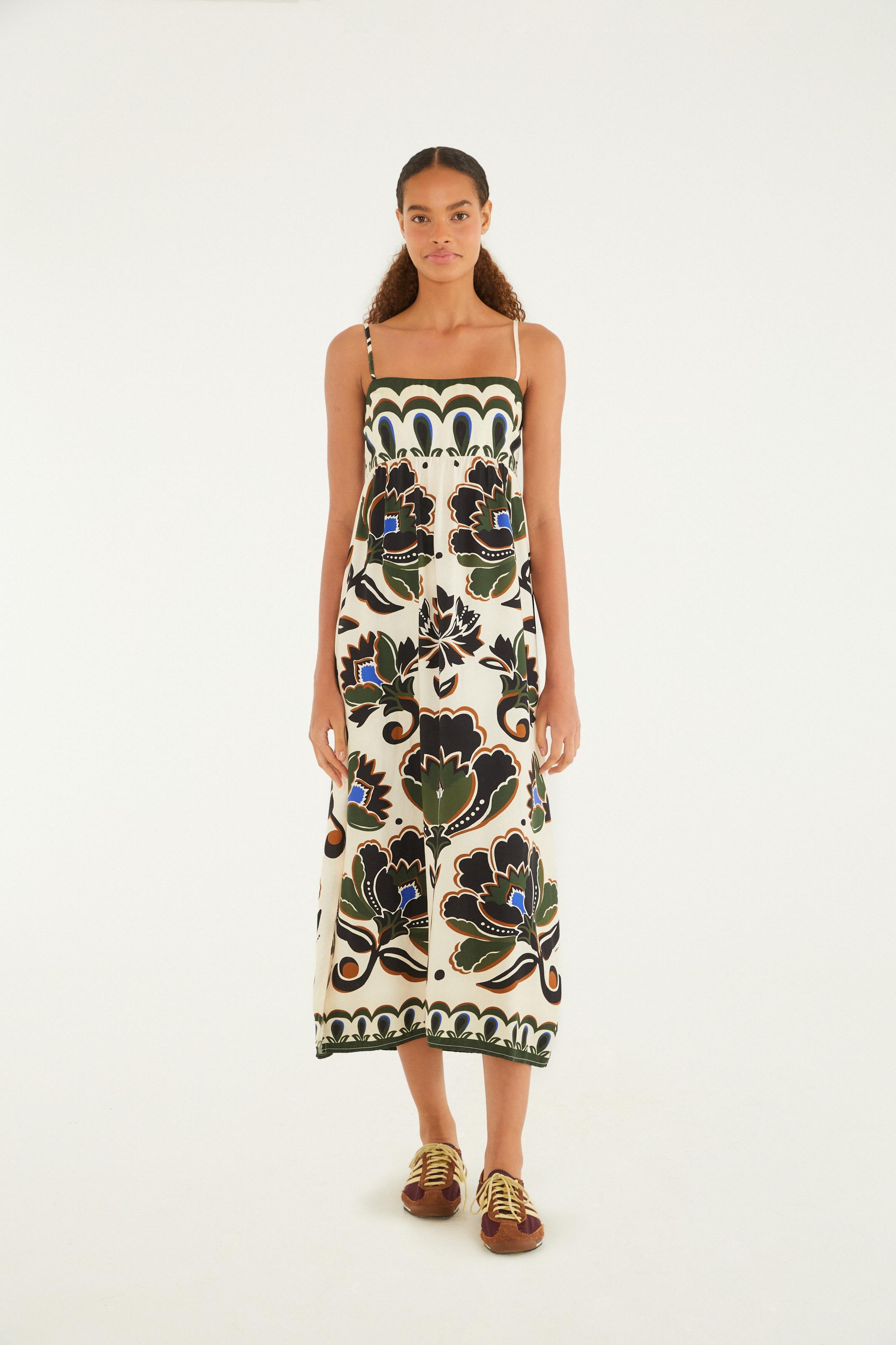 Vestido Cropped Estampado Floral Arabesque