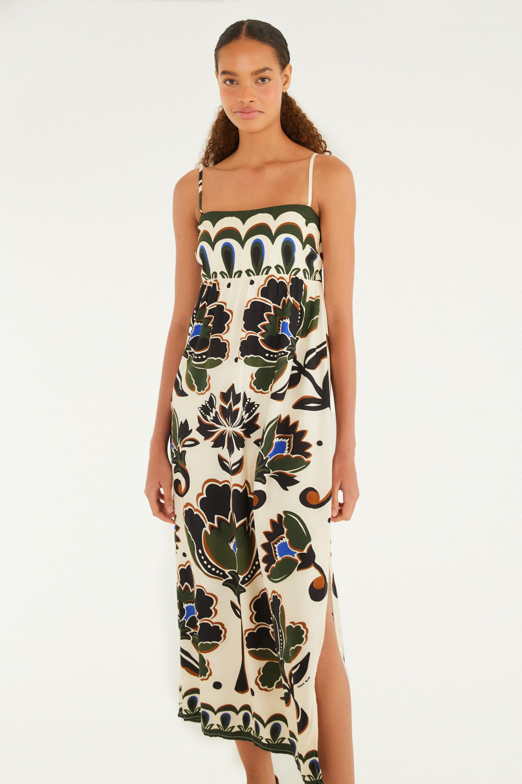 Vestido Cropped Estampado Floral Arabesque