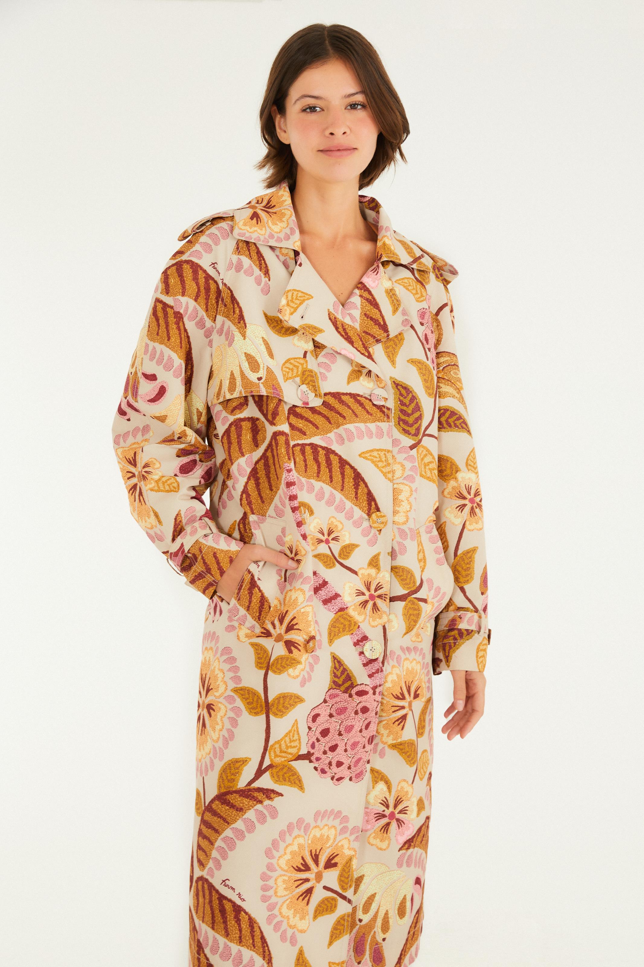 Trench Coat Estampado Brasil Artesanal