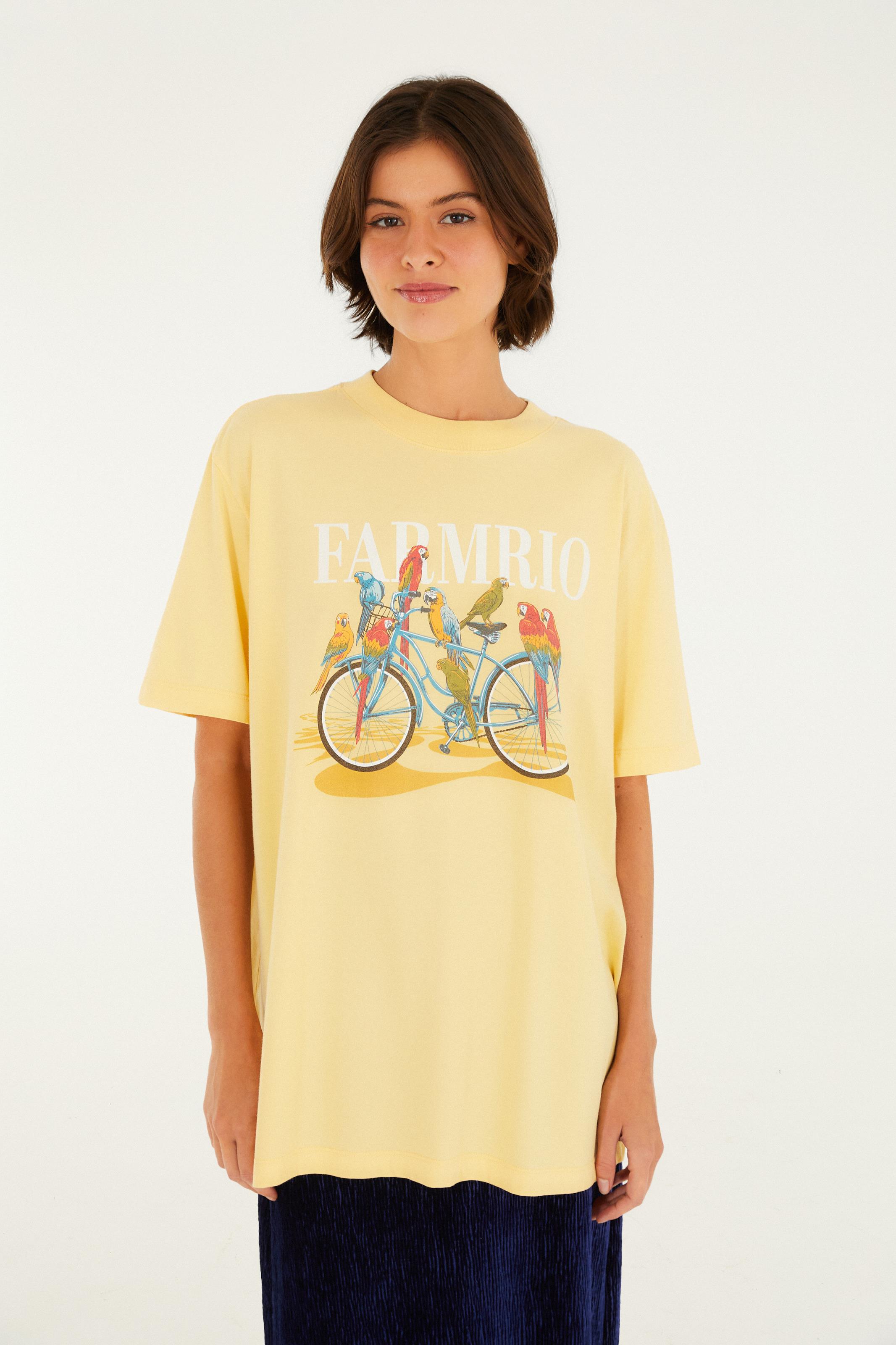 T-Shirt Media Bicicleta Aves