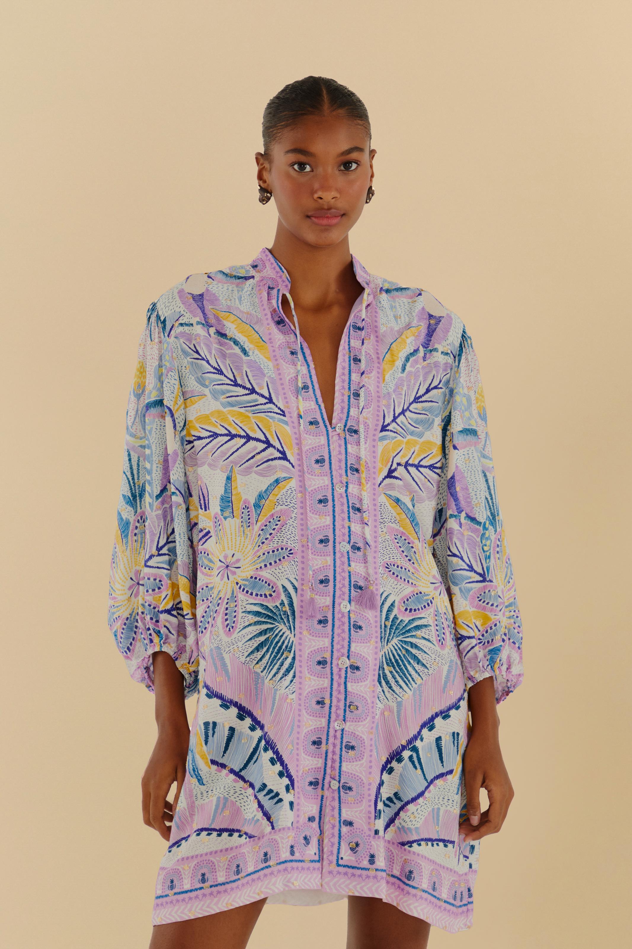Vestido Curto Bata Estampado Tapete De Tucano