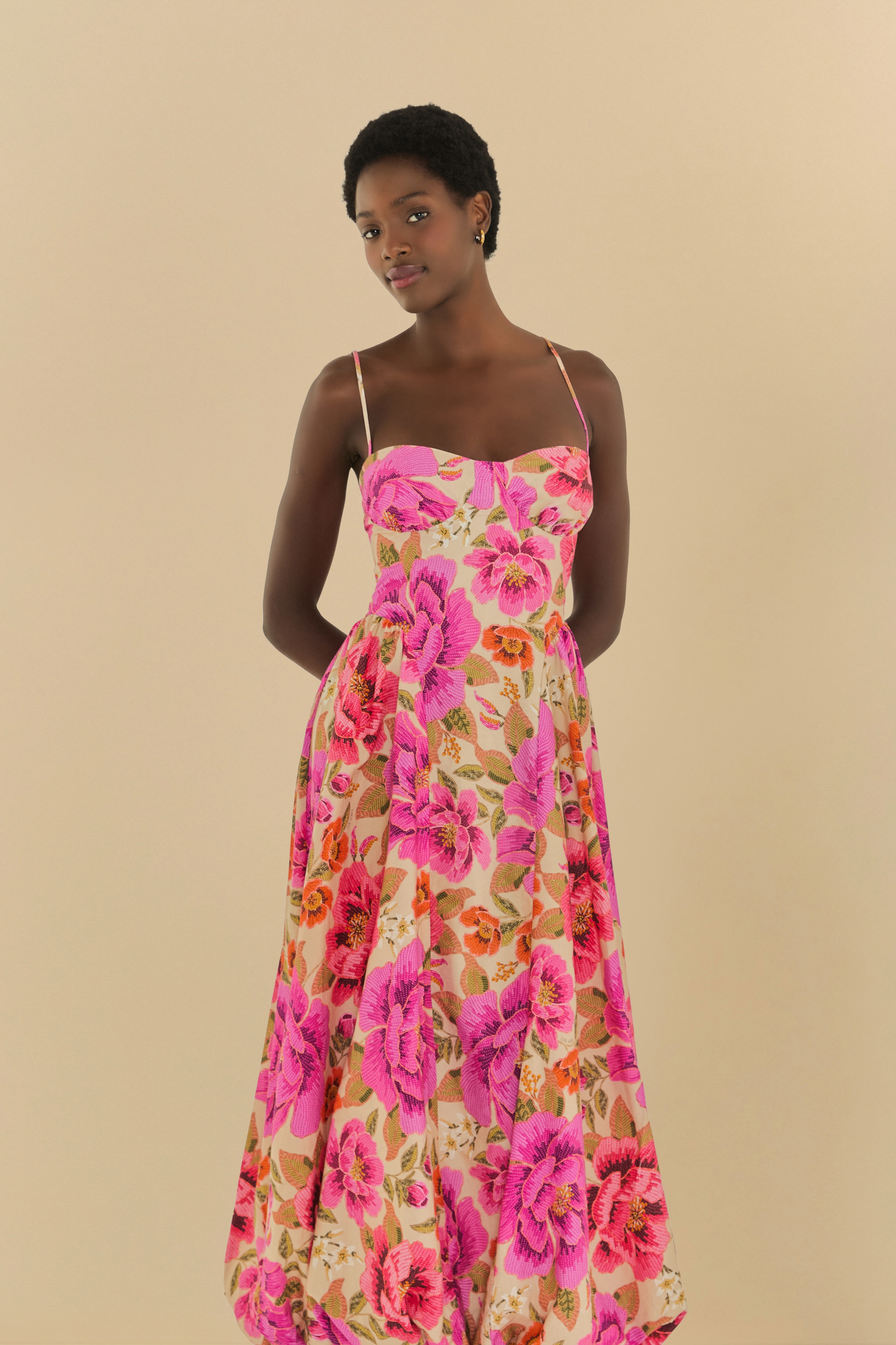 Vestido Longo Balonê Estampado Izabel