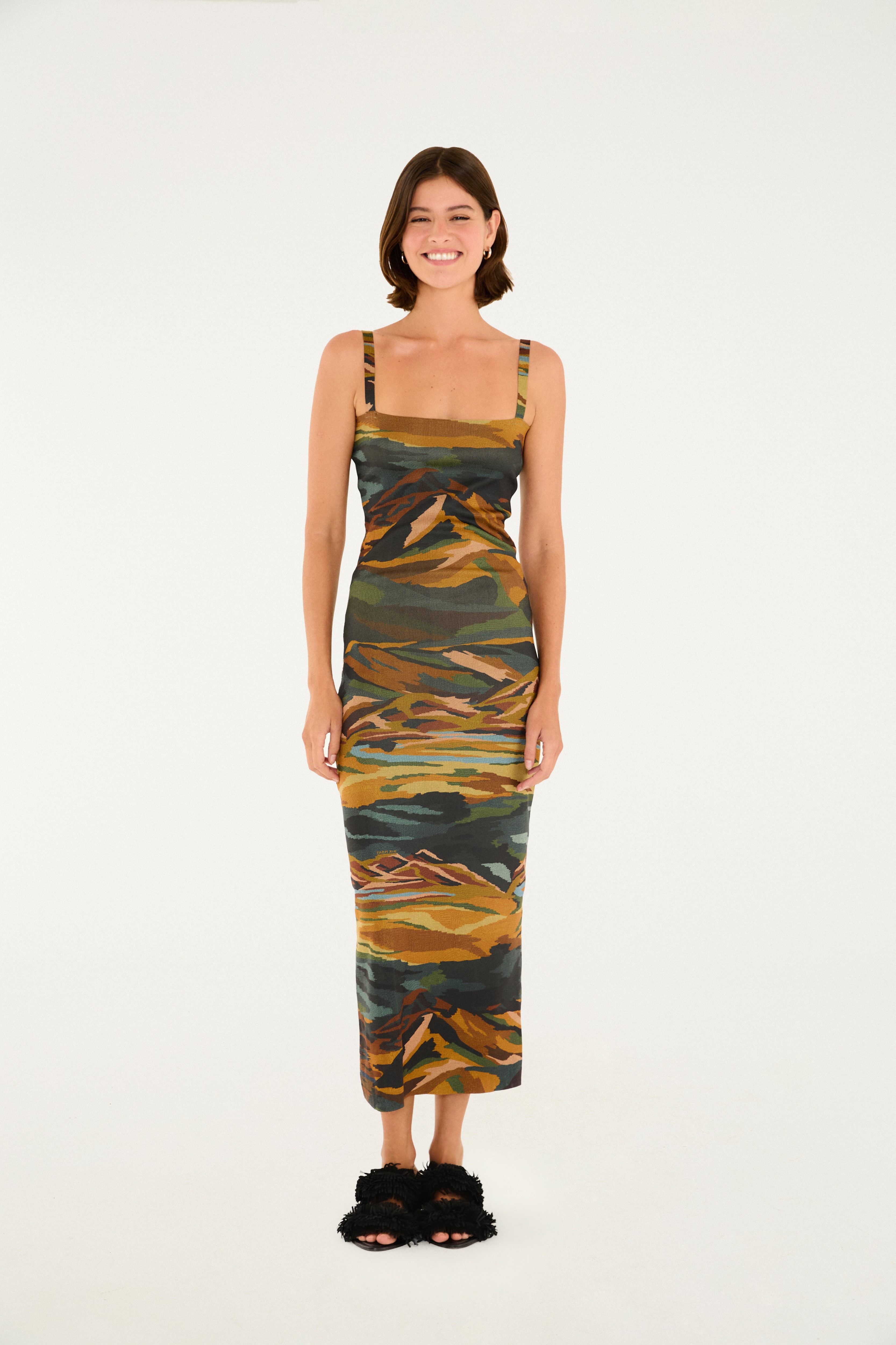 Vestido Cropped Tricot Montanhas Coloridas