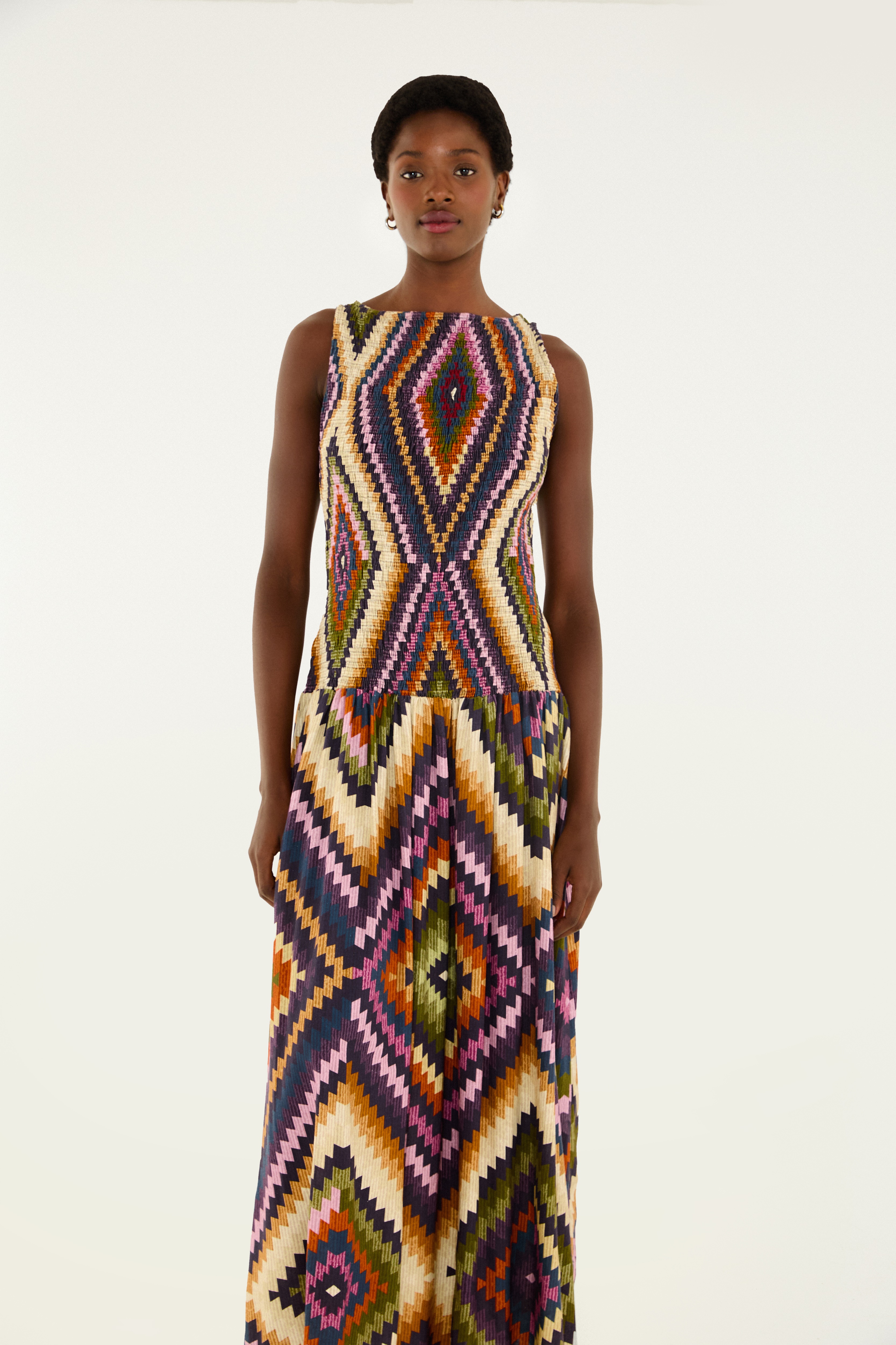 Vestido Longo Estampado Pretti