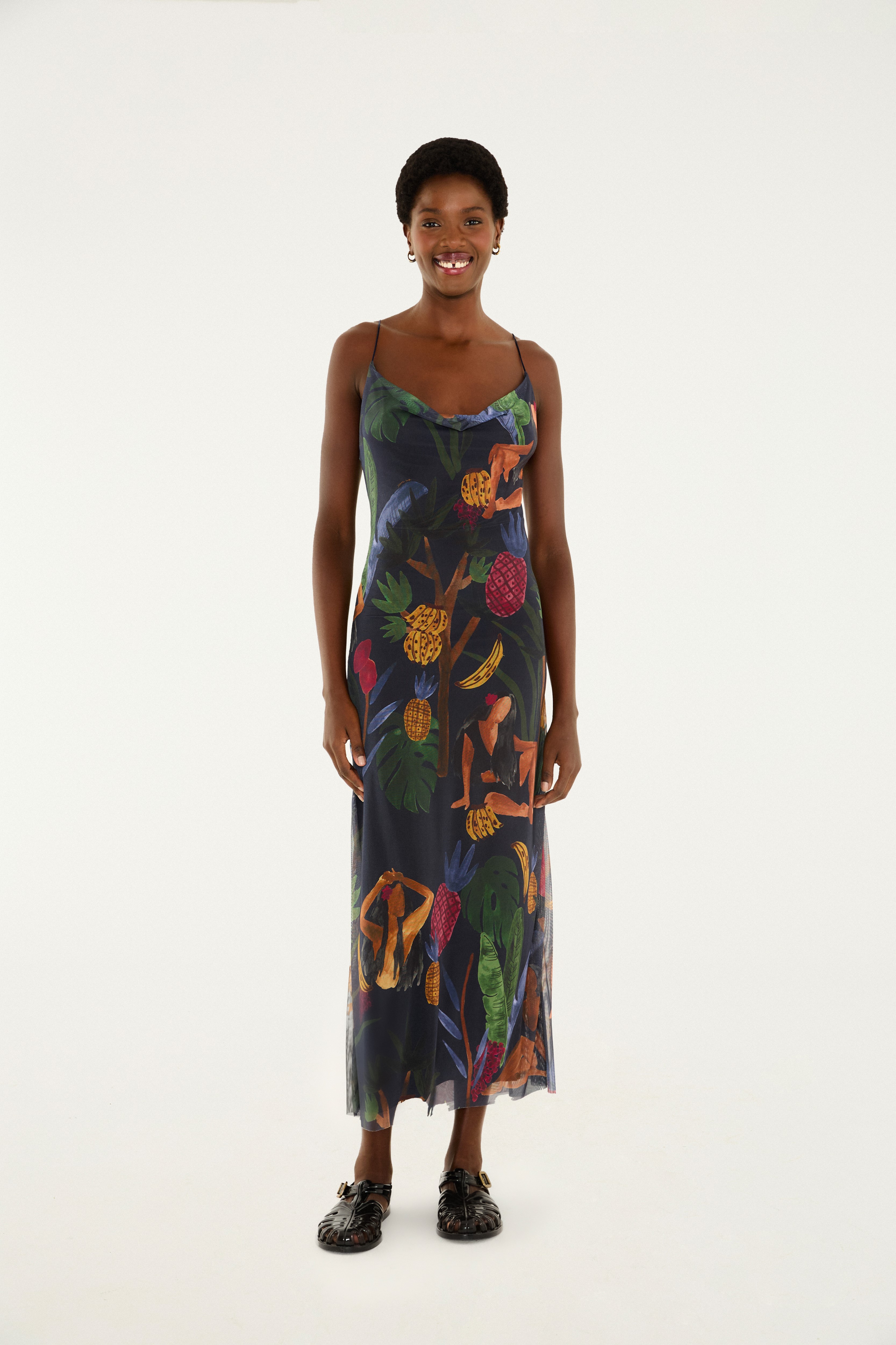 Vestido Degage Tule Estampado  Encanto Solar