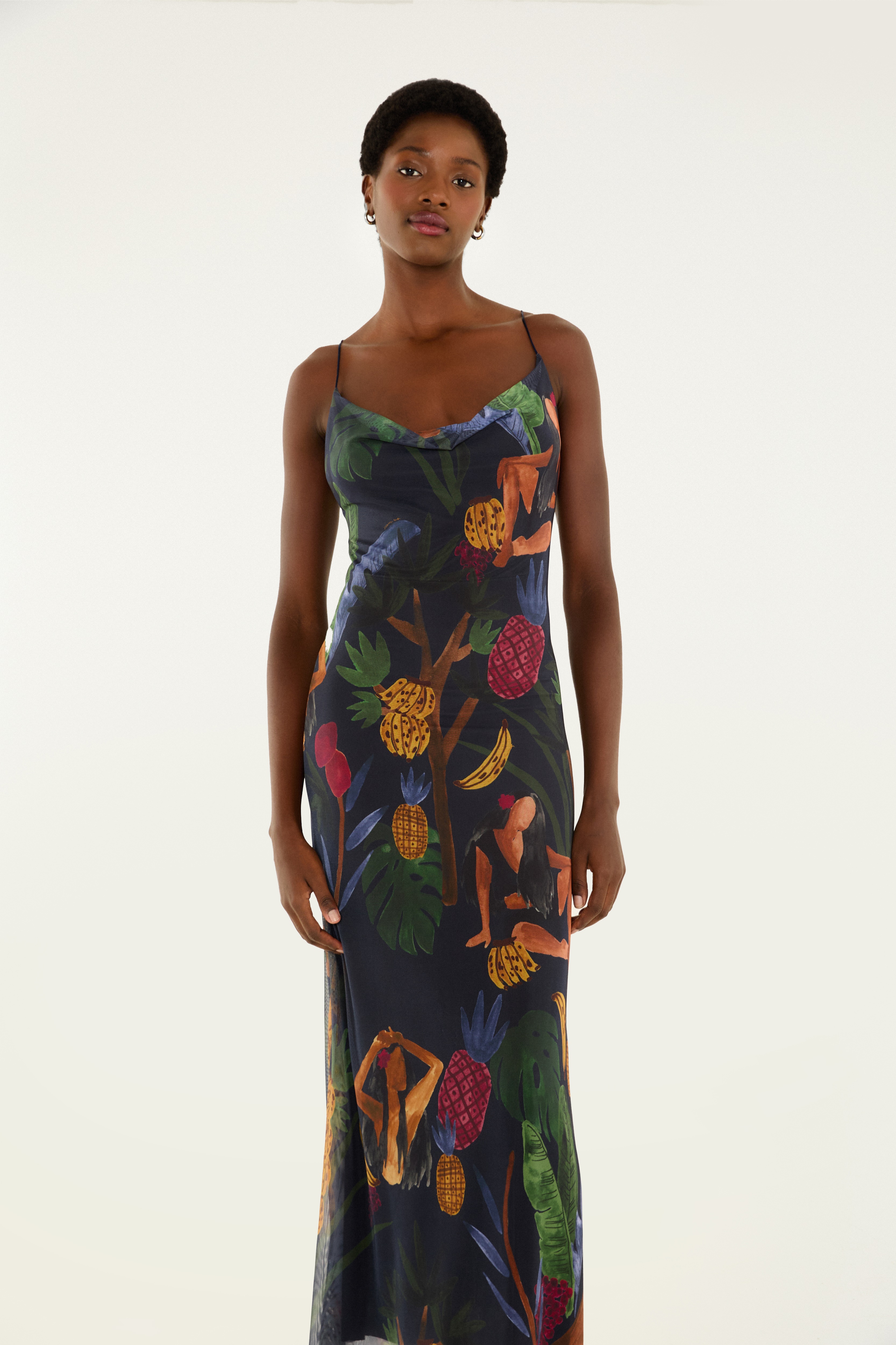 Vestido Degage Tule Estampado  Encanto Solar