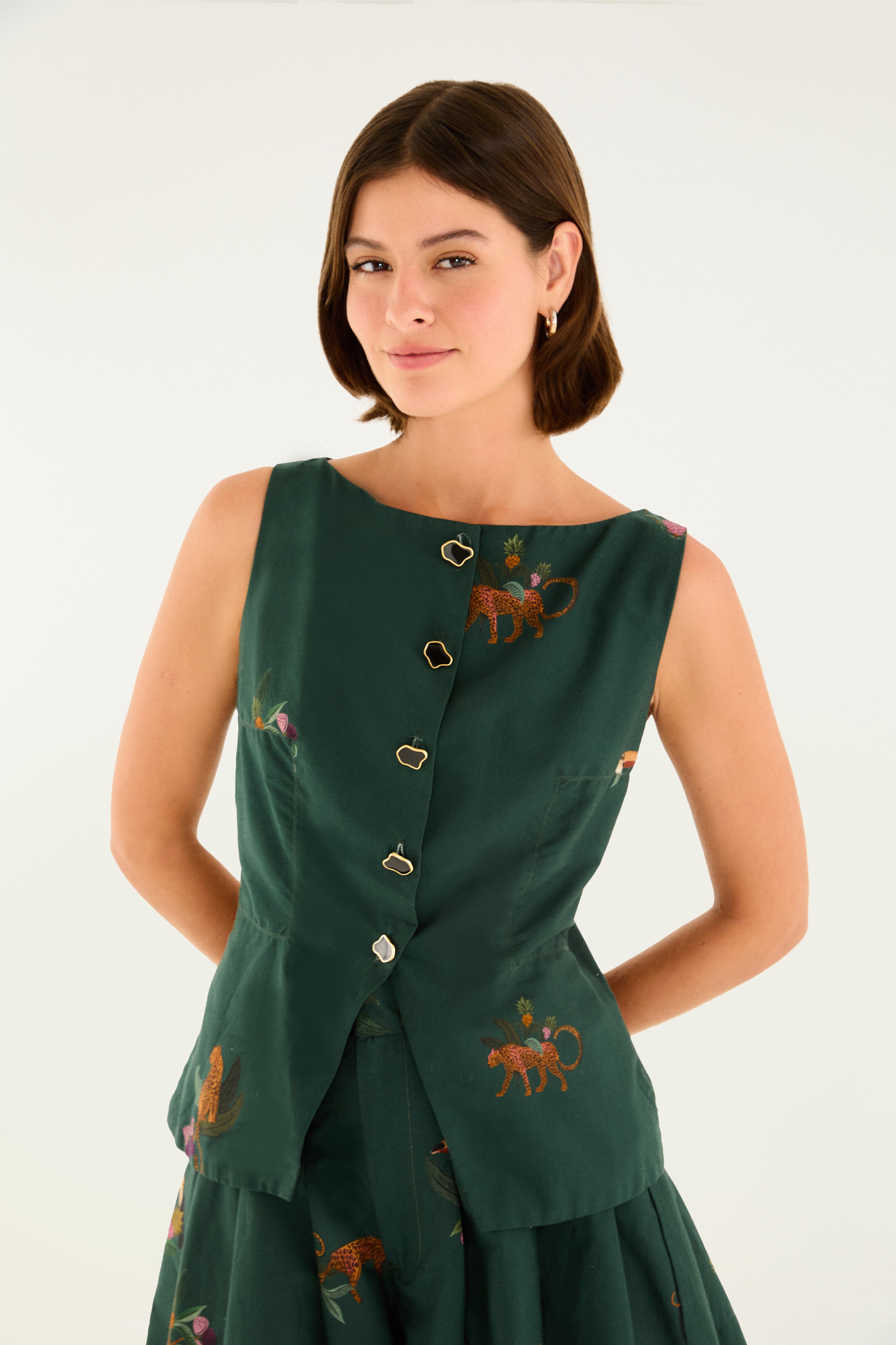 Blusa Colete Estampada Florestinha