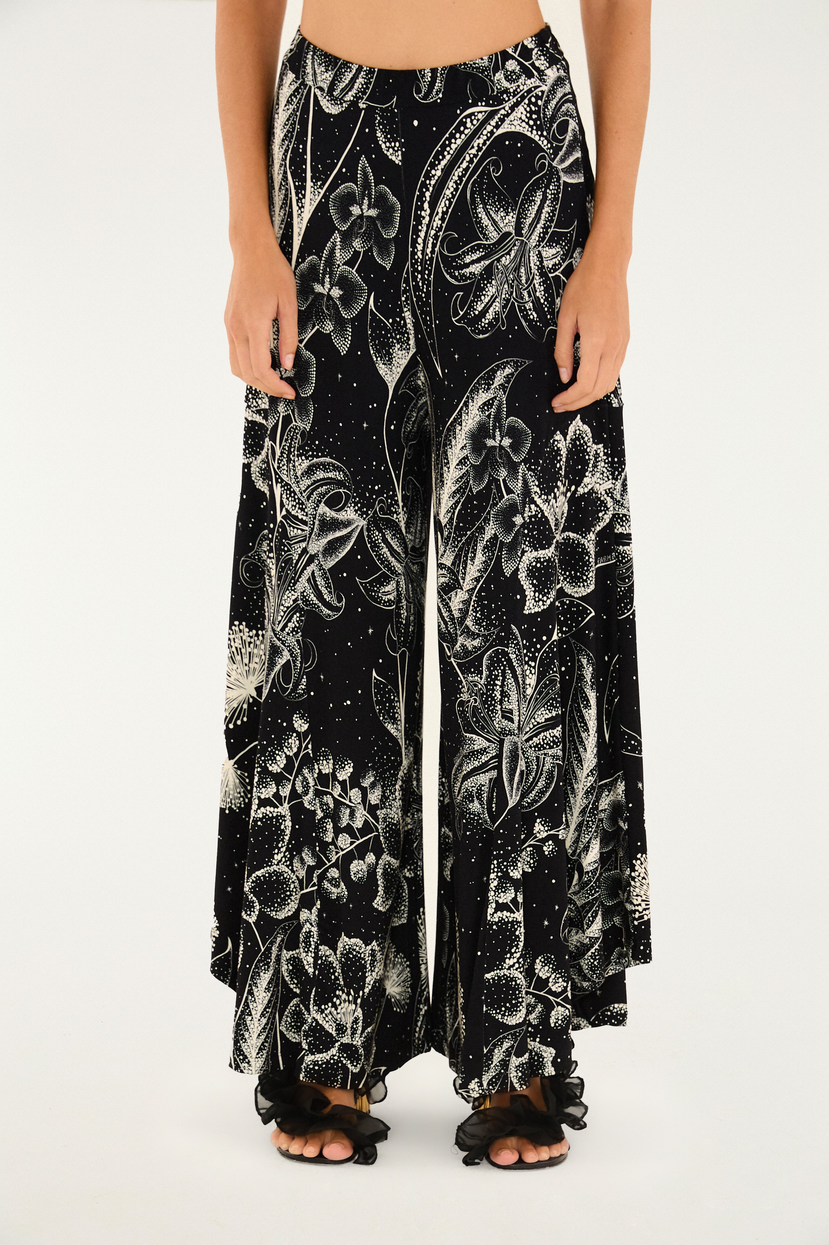 Calça Pantalona Estampada Céu De Flor