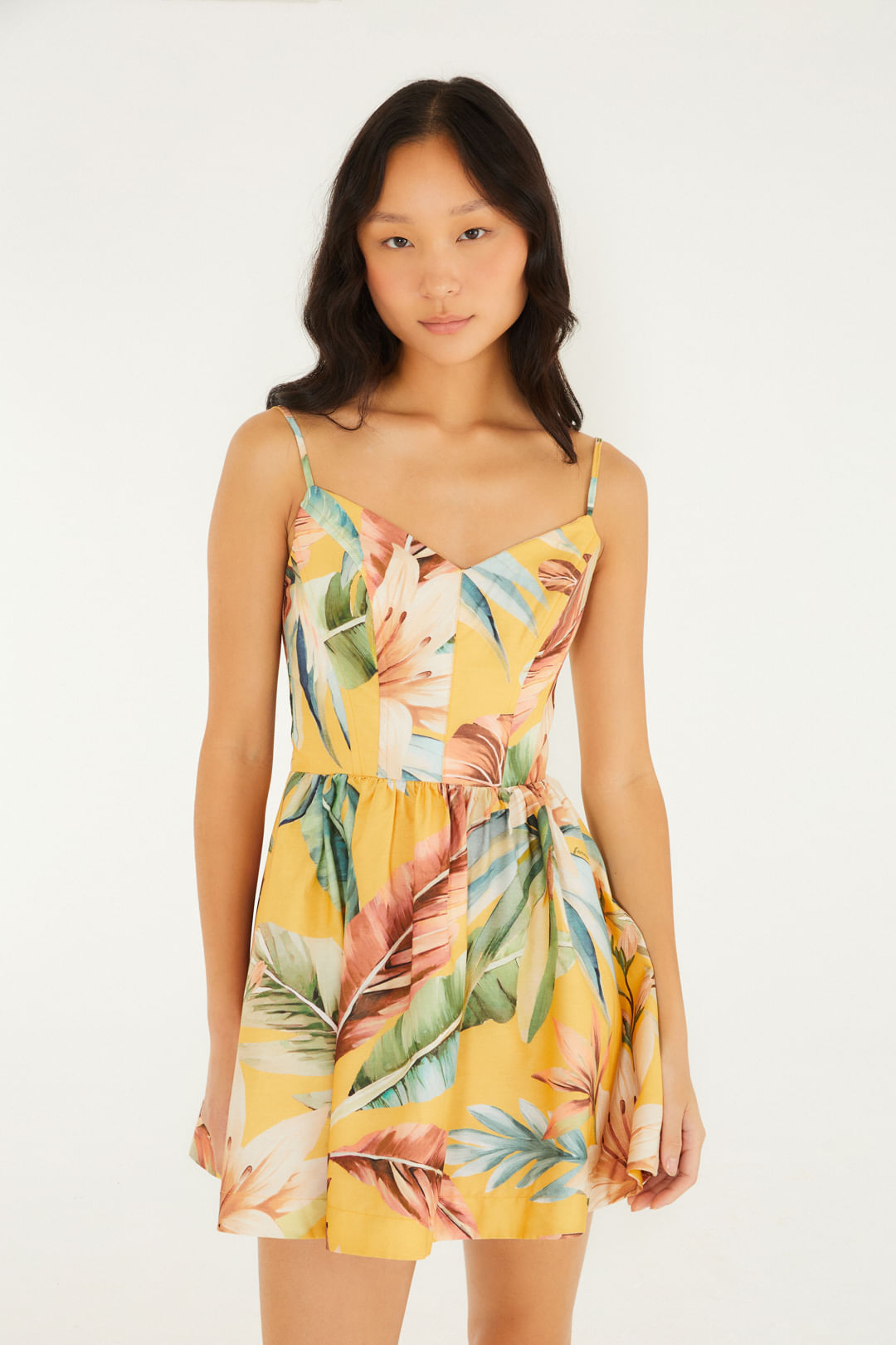 Vestido Curto Estampado Tropicália