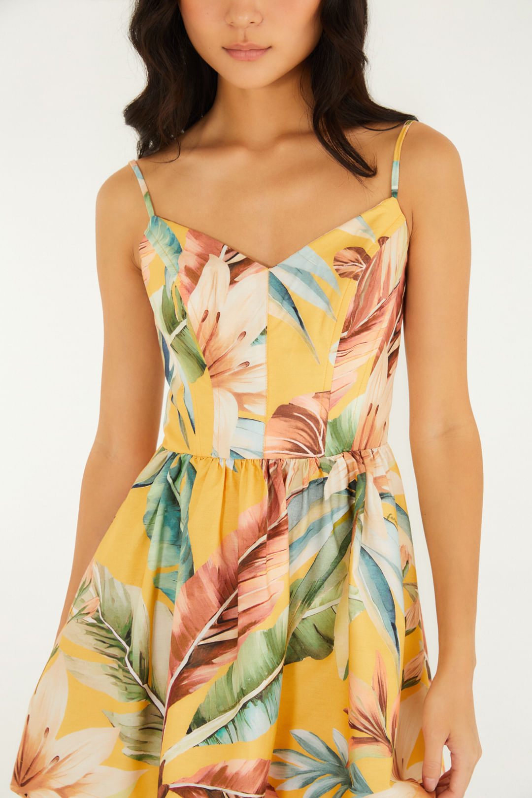 Vestido Curto Estampado Tropicália