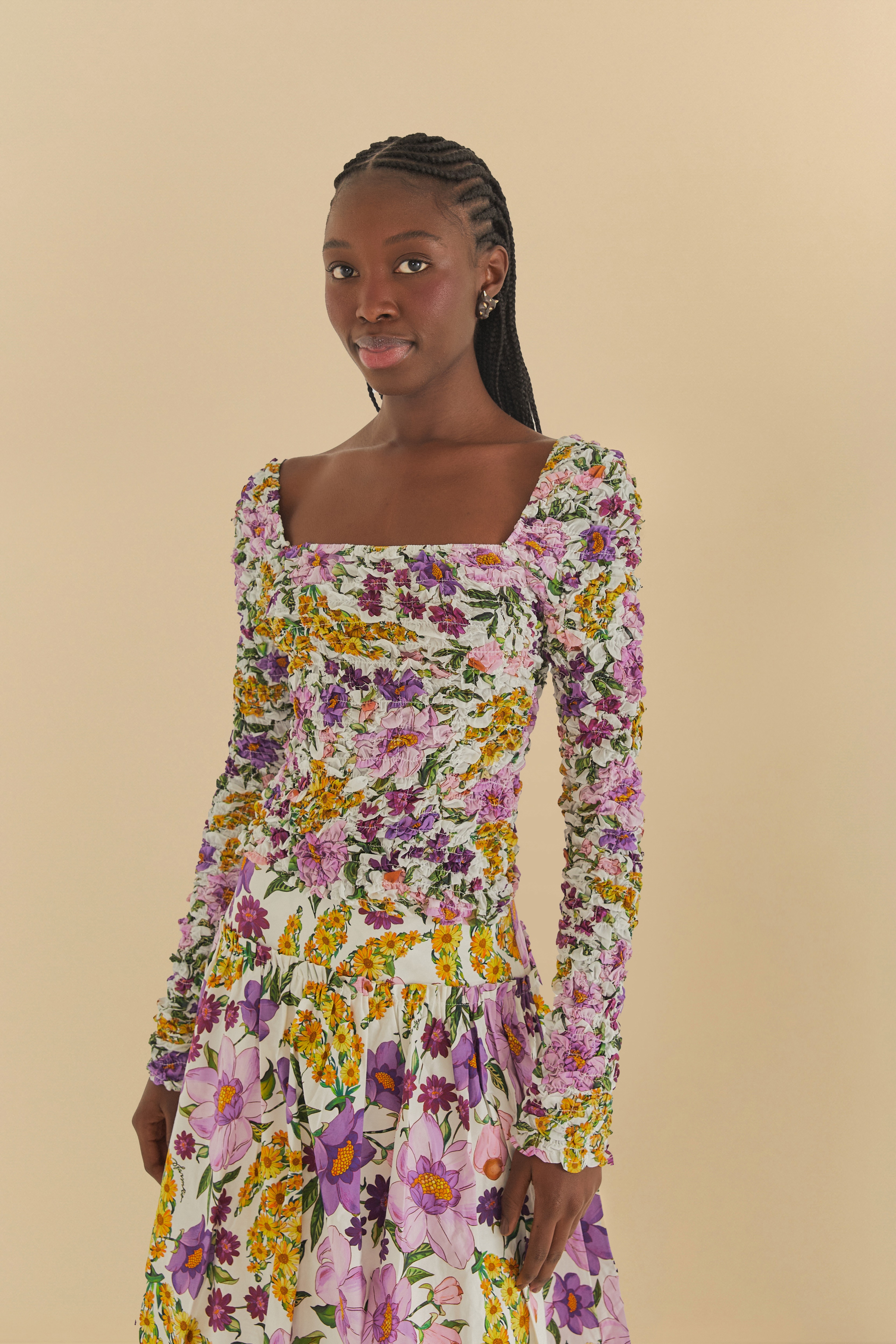 Blusa Mangas Estampada Banana Flor