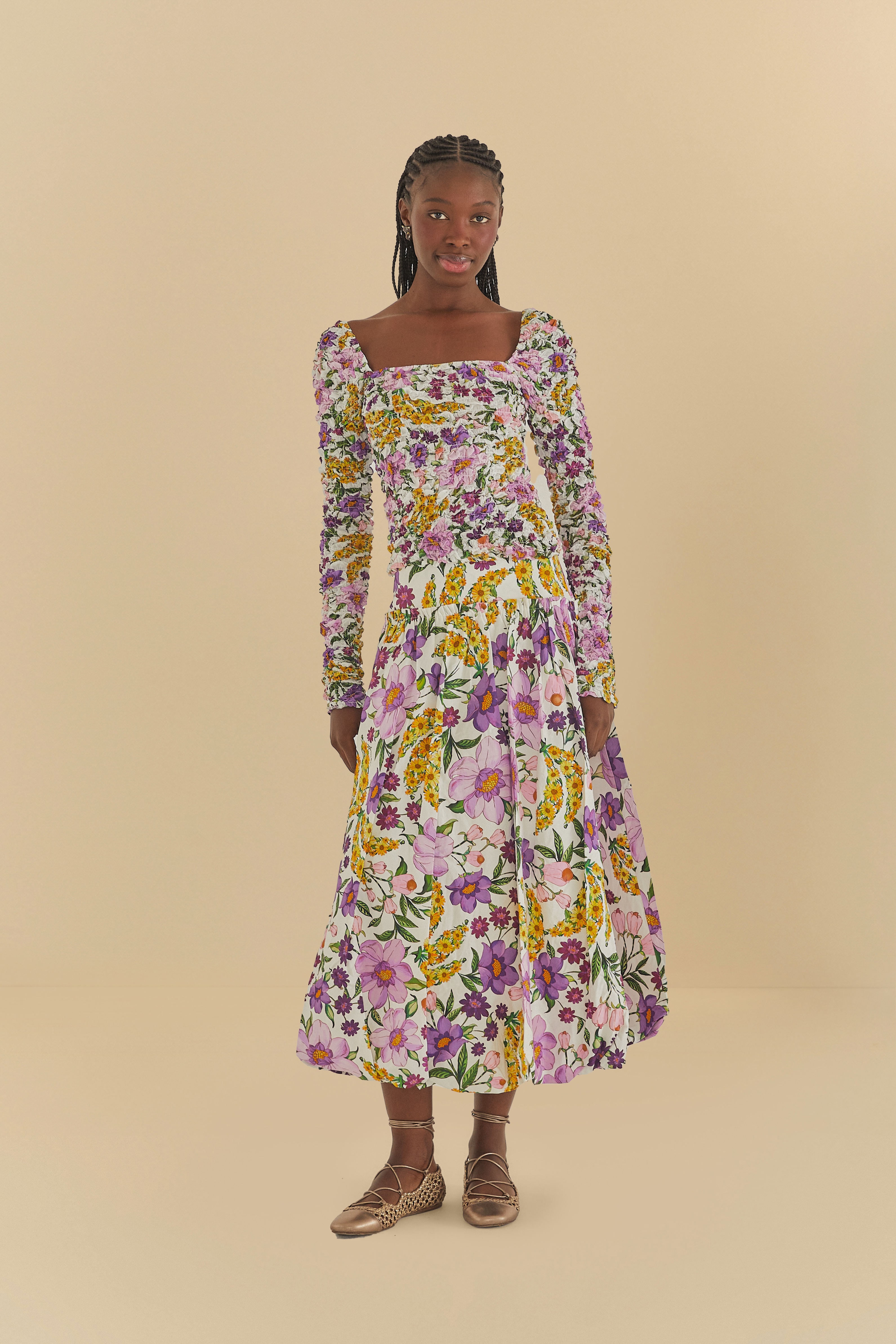 Blusa Mangas Estampada Banana Flor