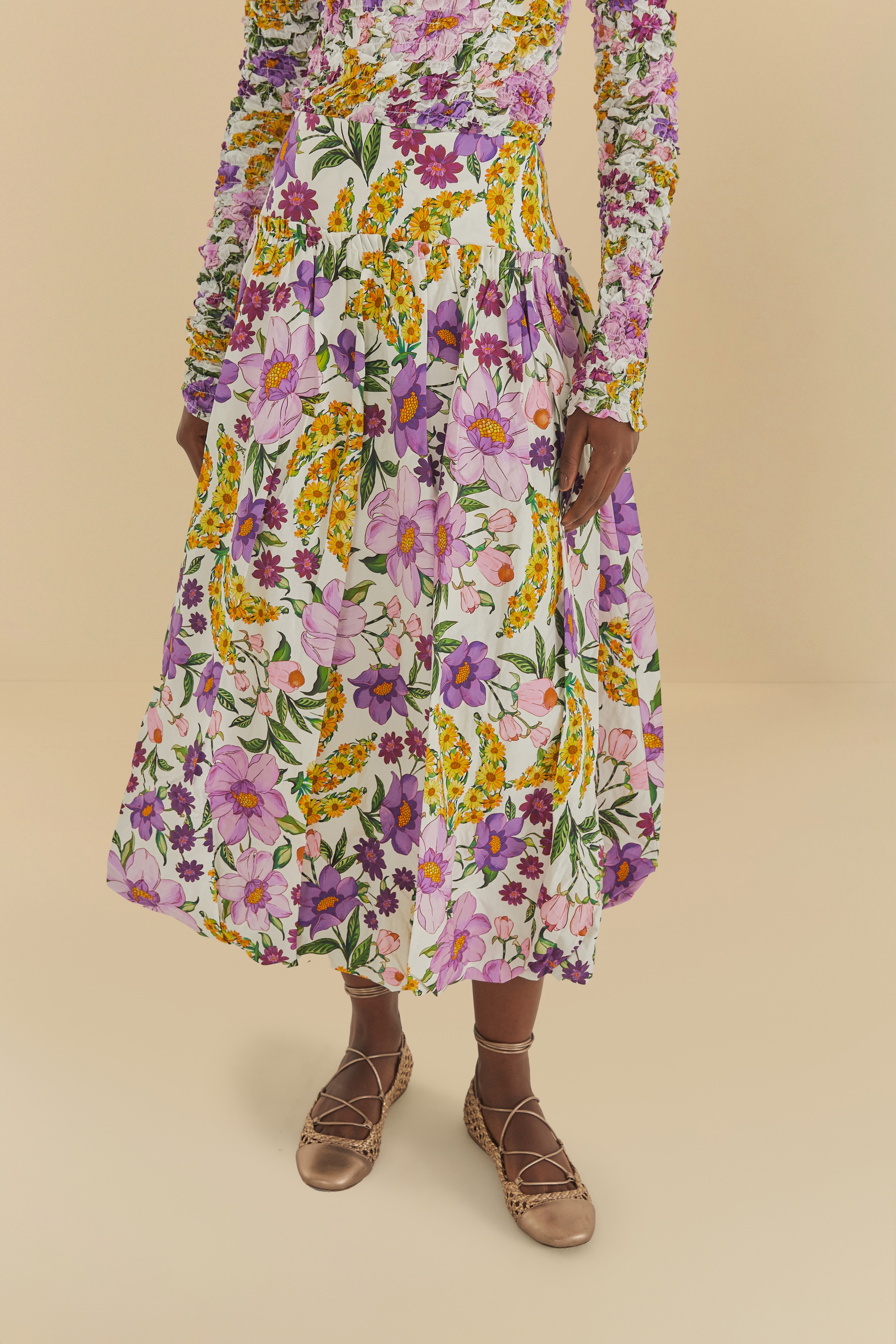Saia Estampada Banana Flor