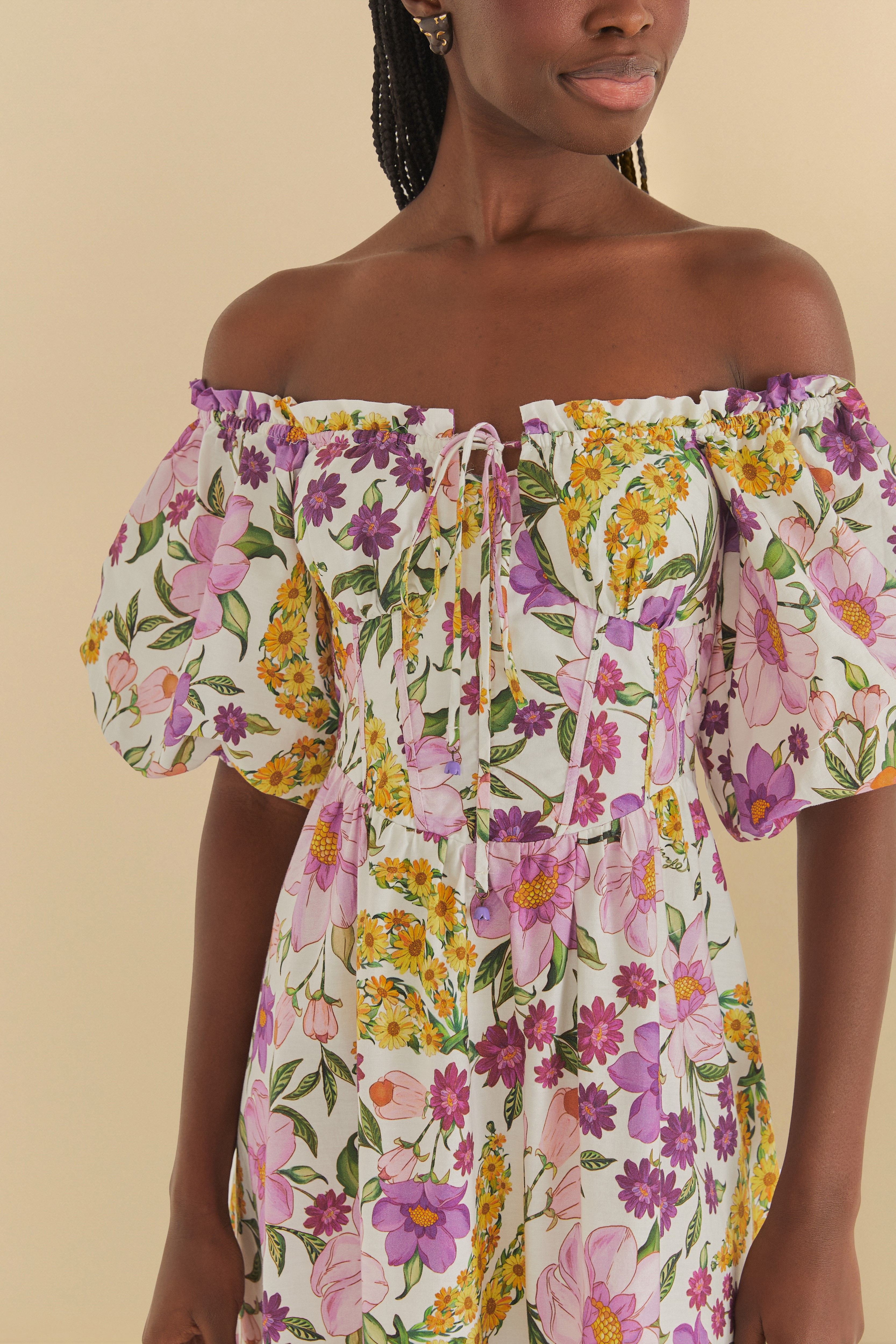 Vestido Mangas Estampado Banana Flor