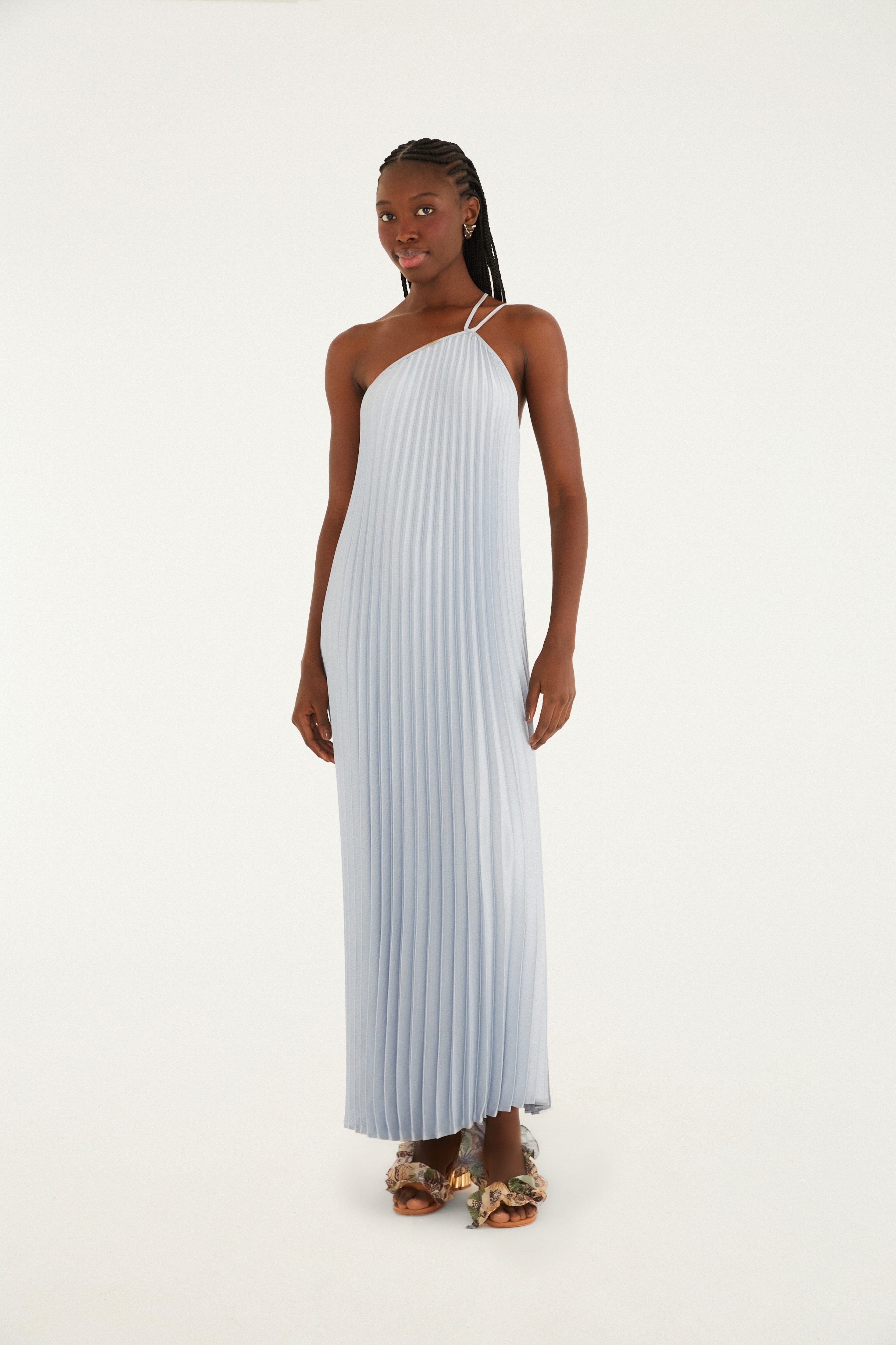 Vestido Plissado Longo