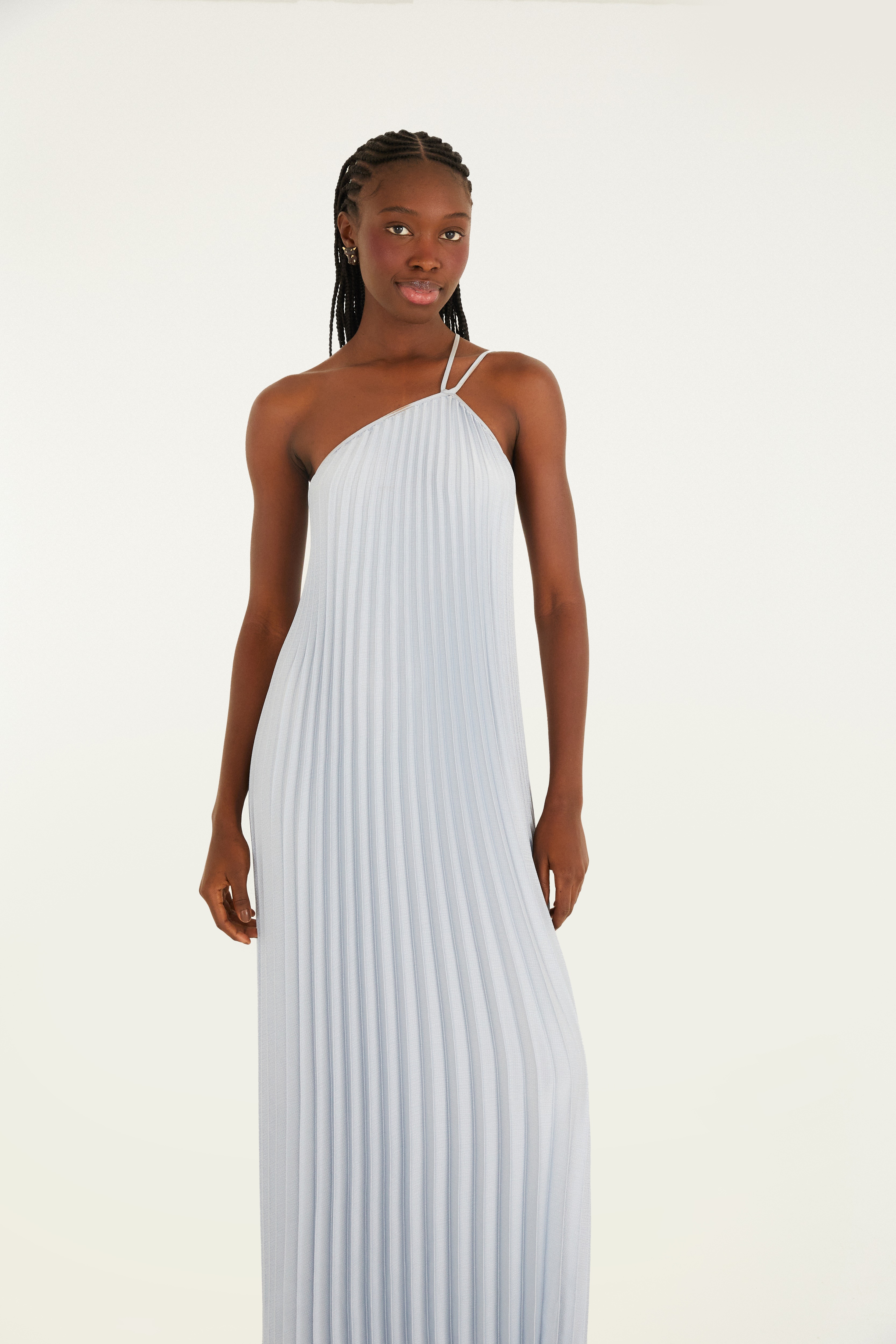 Vestido Plissado Longo